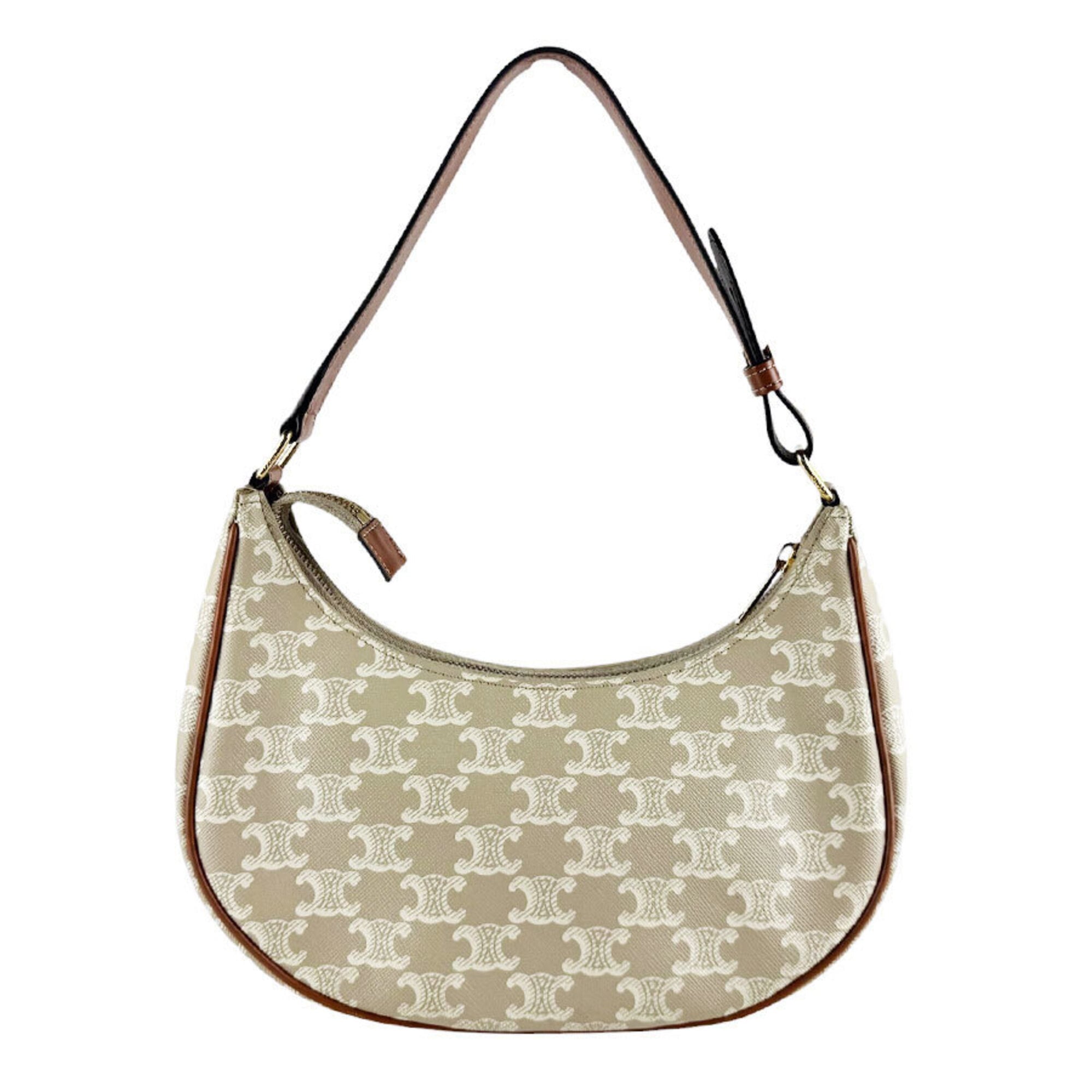Celine Brown Grayish Coated Canvas Leather Handbag (Pre-Owned)