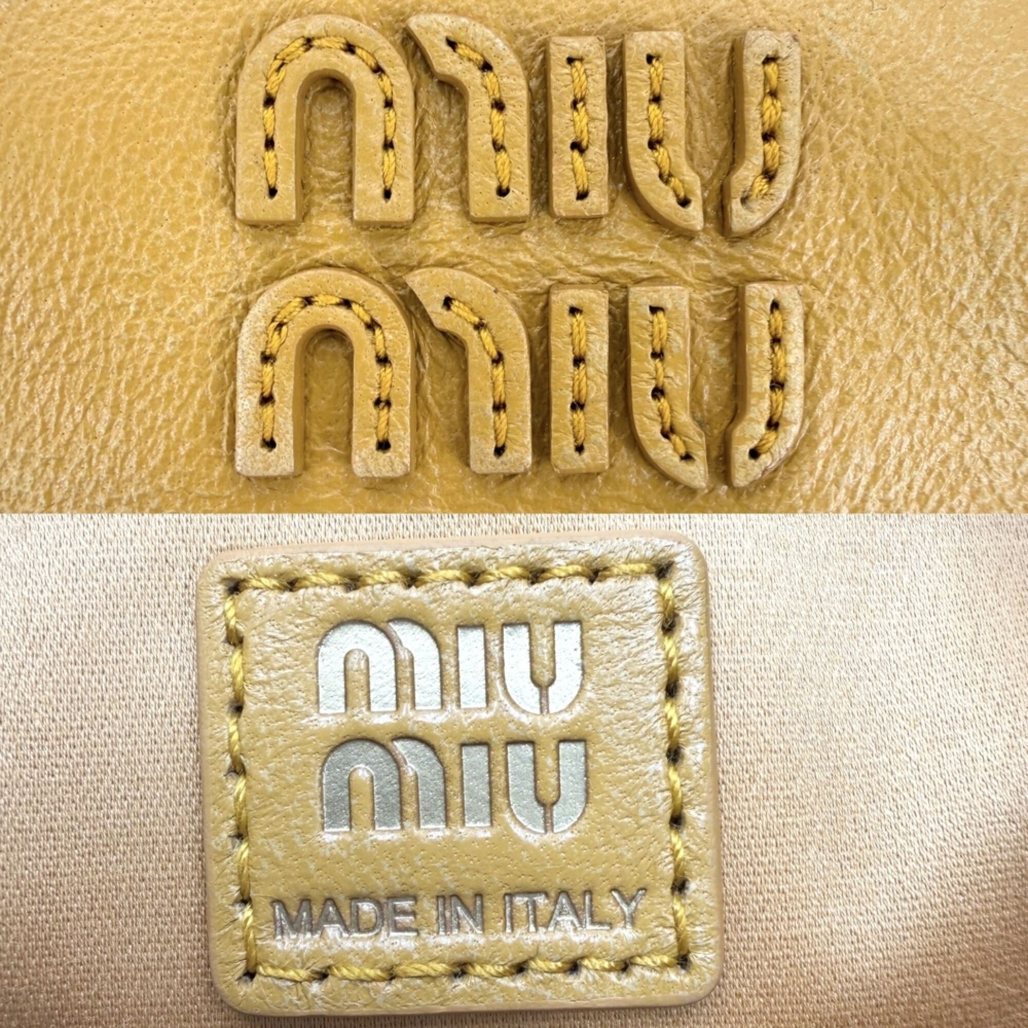 Miu Miu Yellow Leather Backpack Handbag (Pre-Owned)
