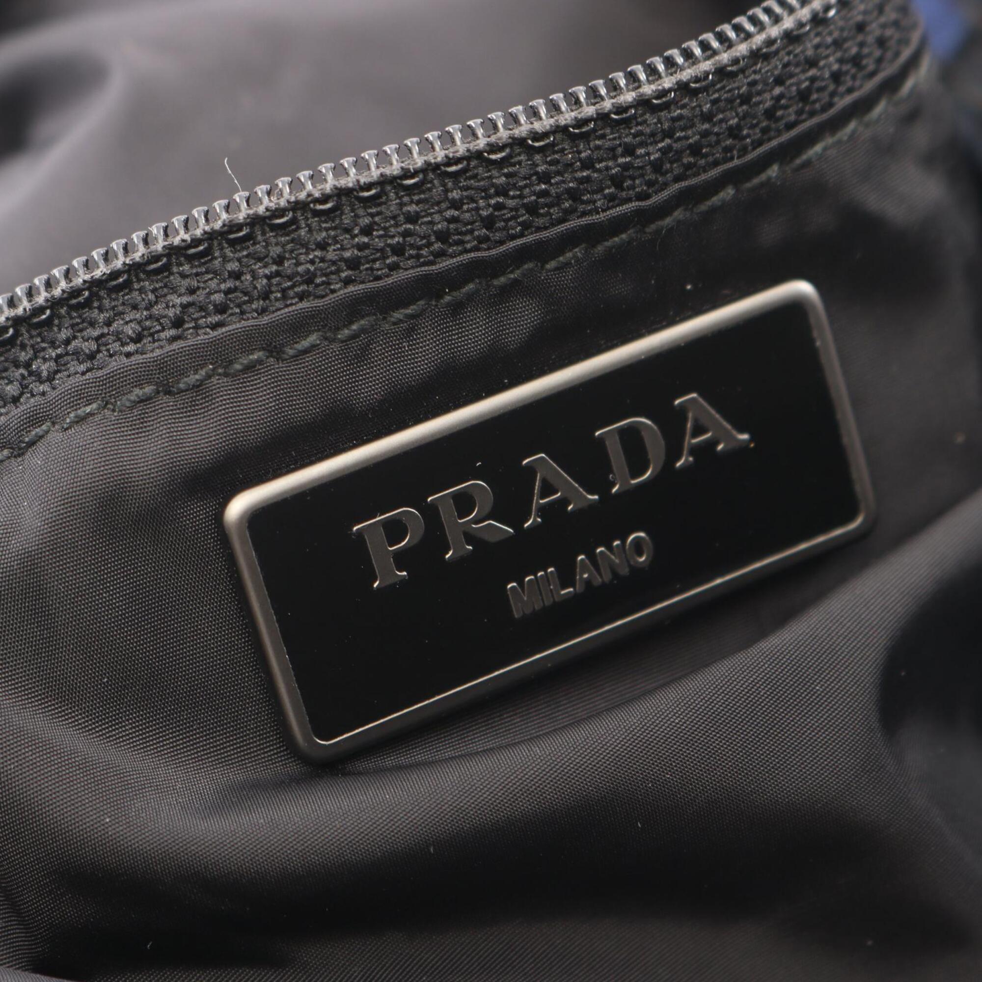 Prada Black Blue Multi-Color Nylon Leather Handbag Tote Bag (Pre-Owned)