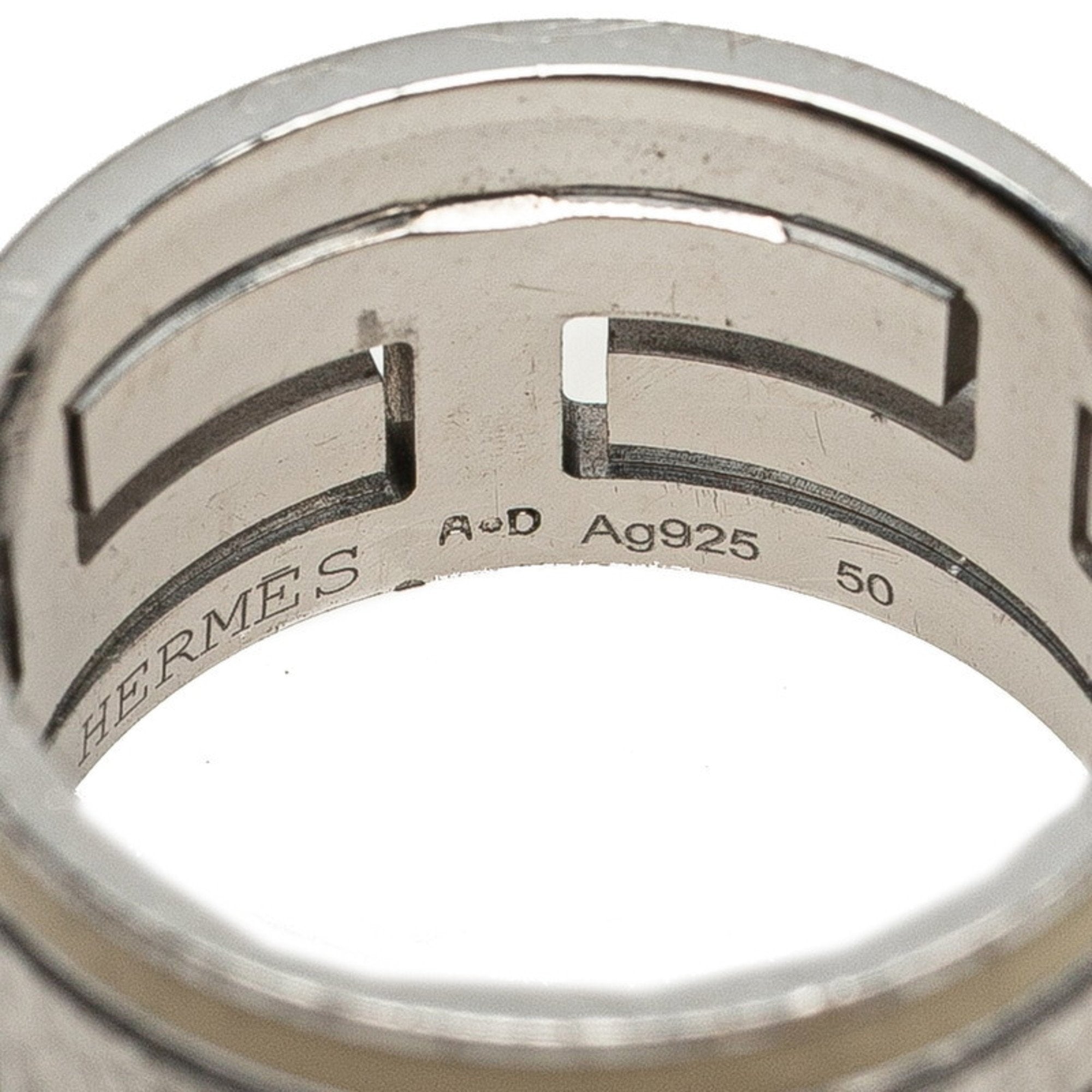Hermes Silver Silver 925 Band Ring (Pre-Owned)