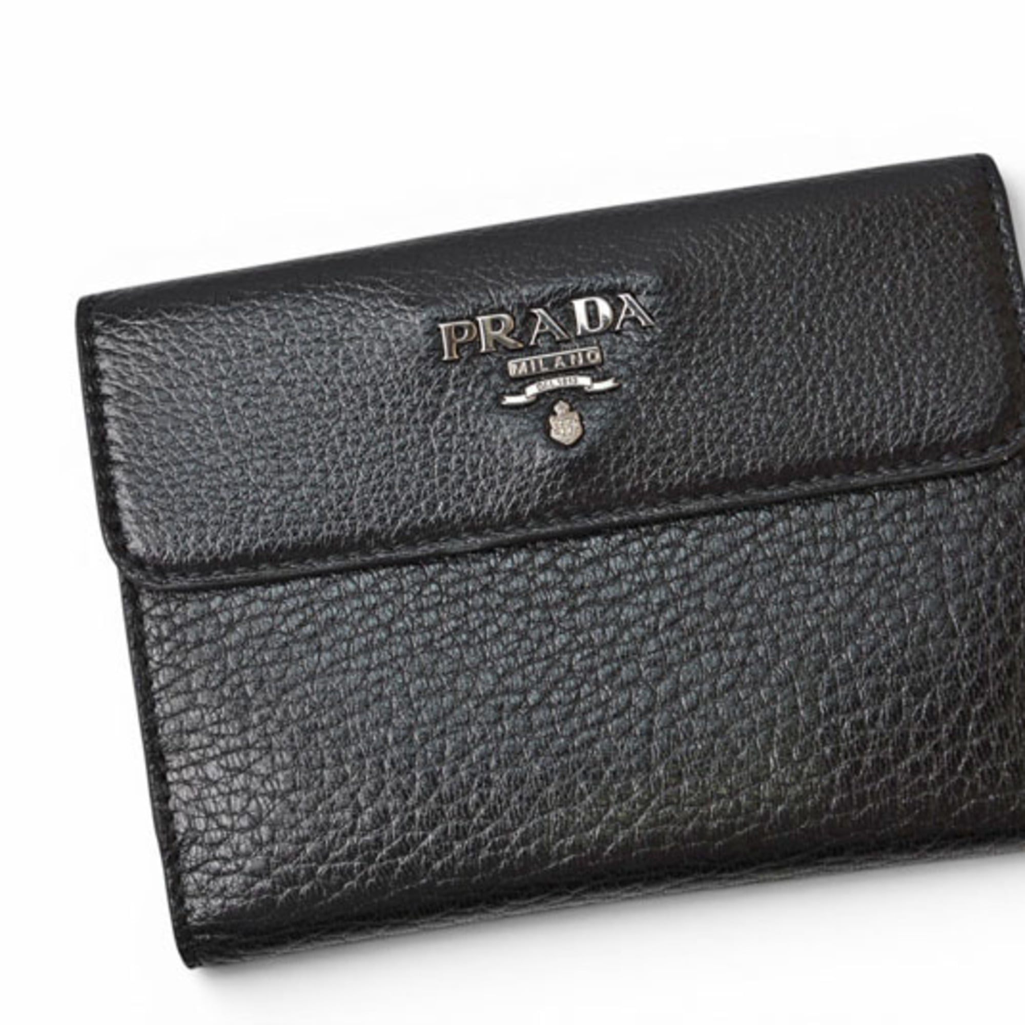 Prada Black Leather Wallet (Tri-Fold) (Pre-Owned)