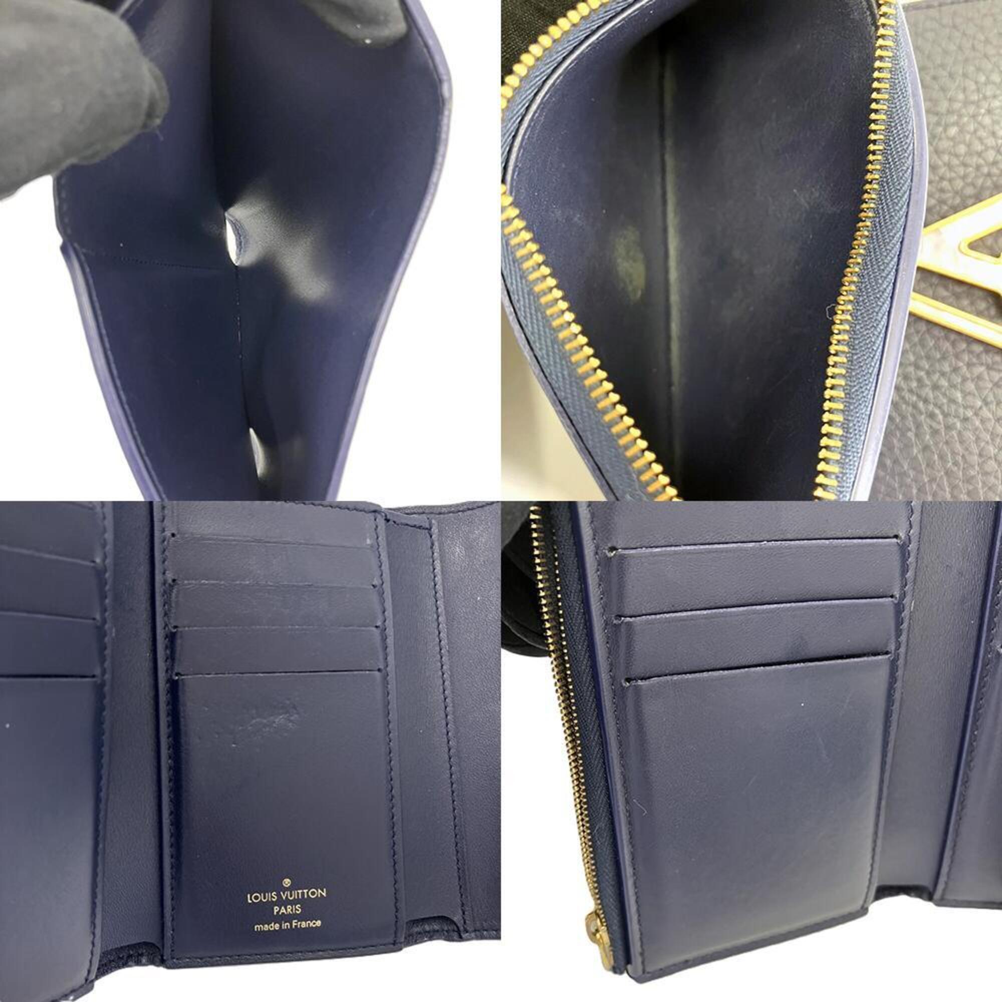 Louis Vuitton Navy Leather Wallet (Tri-Fold) (Pre-Owned)