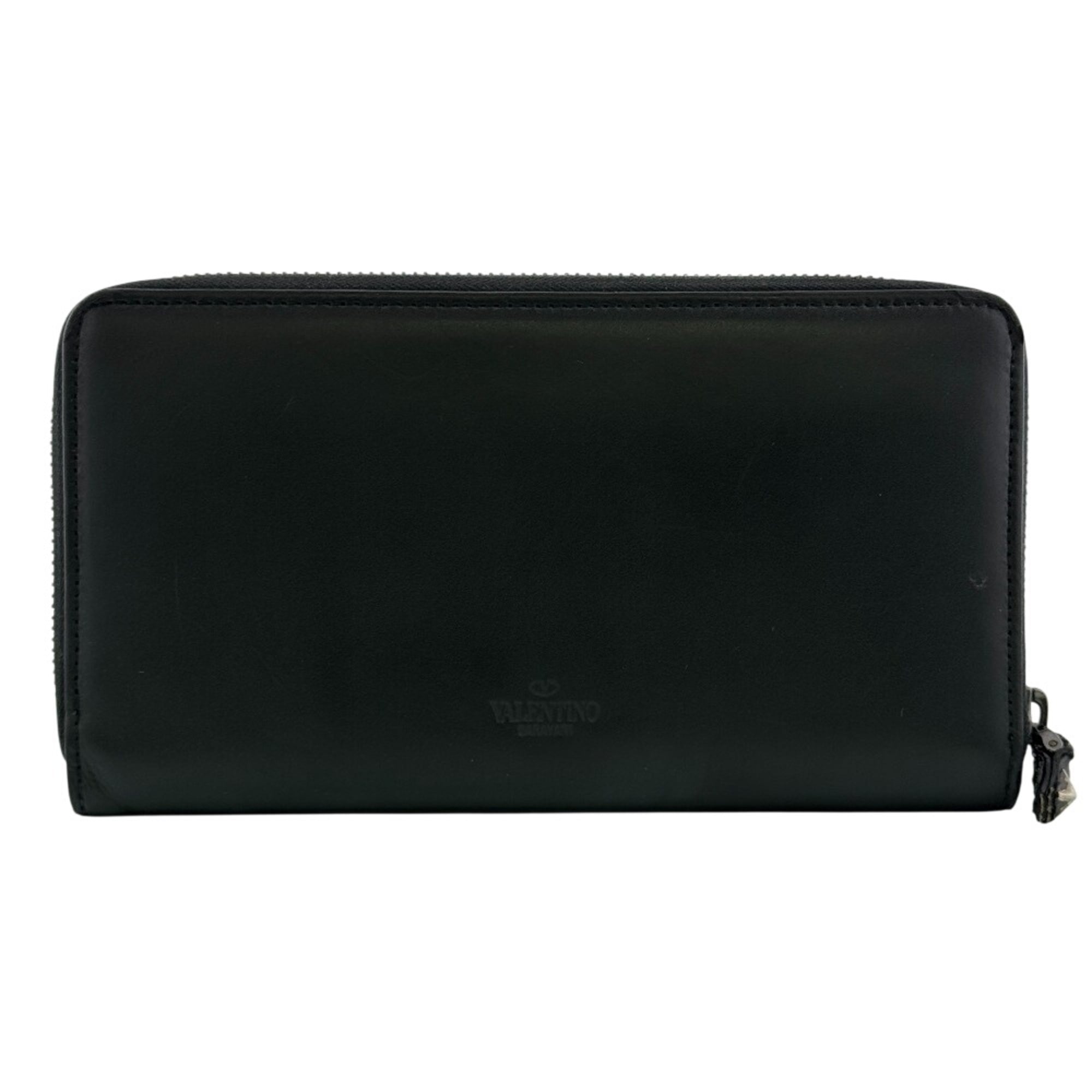 Valentino Garavani Black Leather Long Wallet (Bi-Fold) (Pre-Owned)