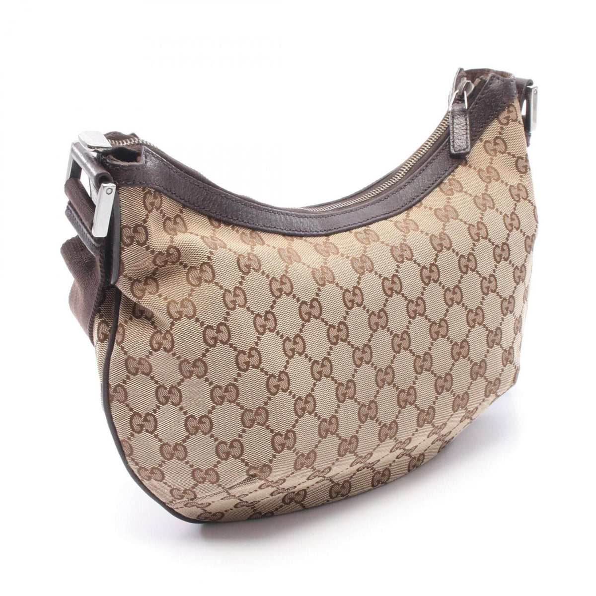 Gucci Beige Brown Canvas Leather Handbag Shoulder Bag (Pre-Owned)