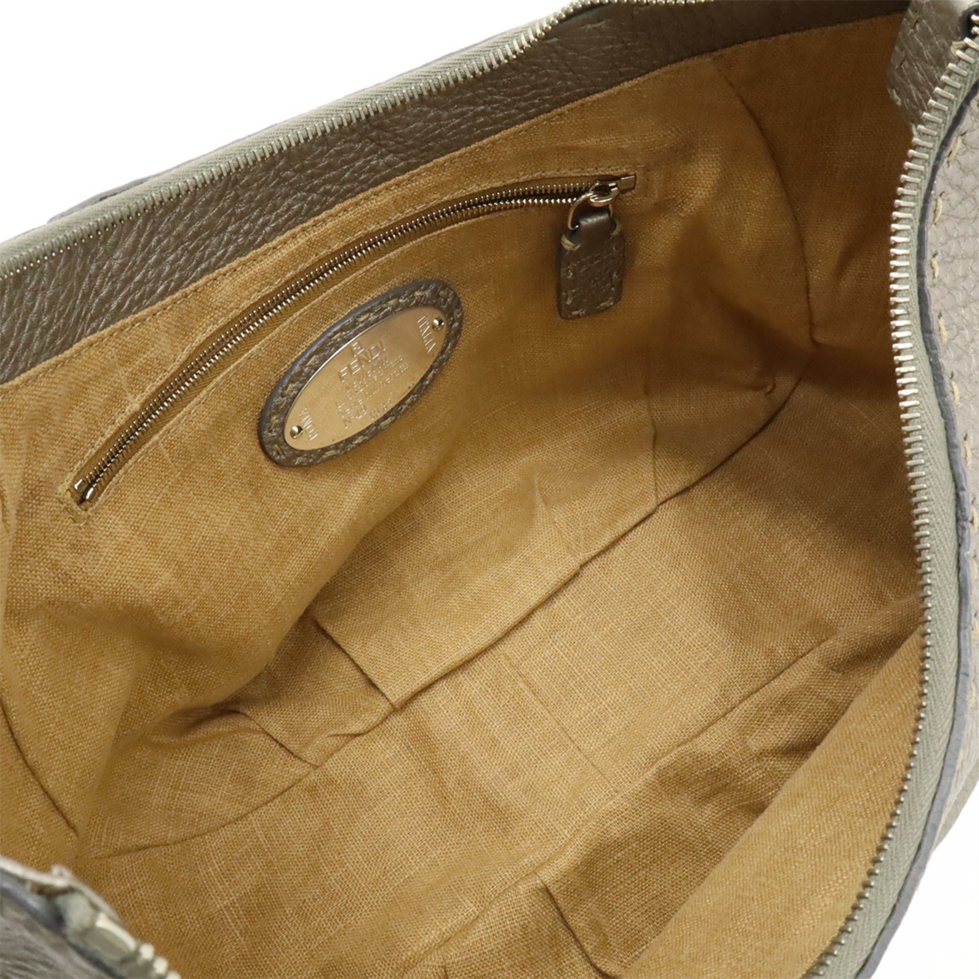Fendi Selleria Silver Leather Shoulder Bag (Pre-Owned)