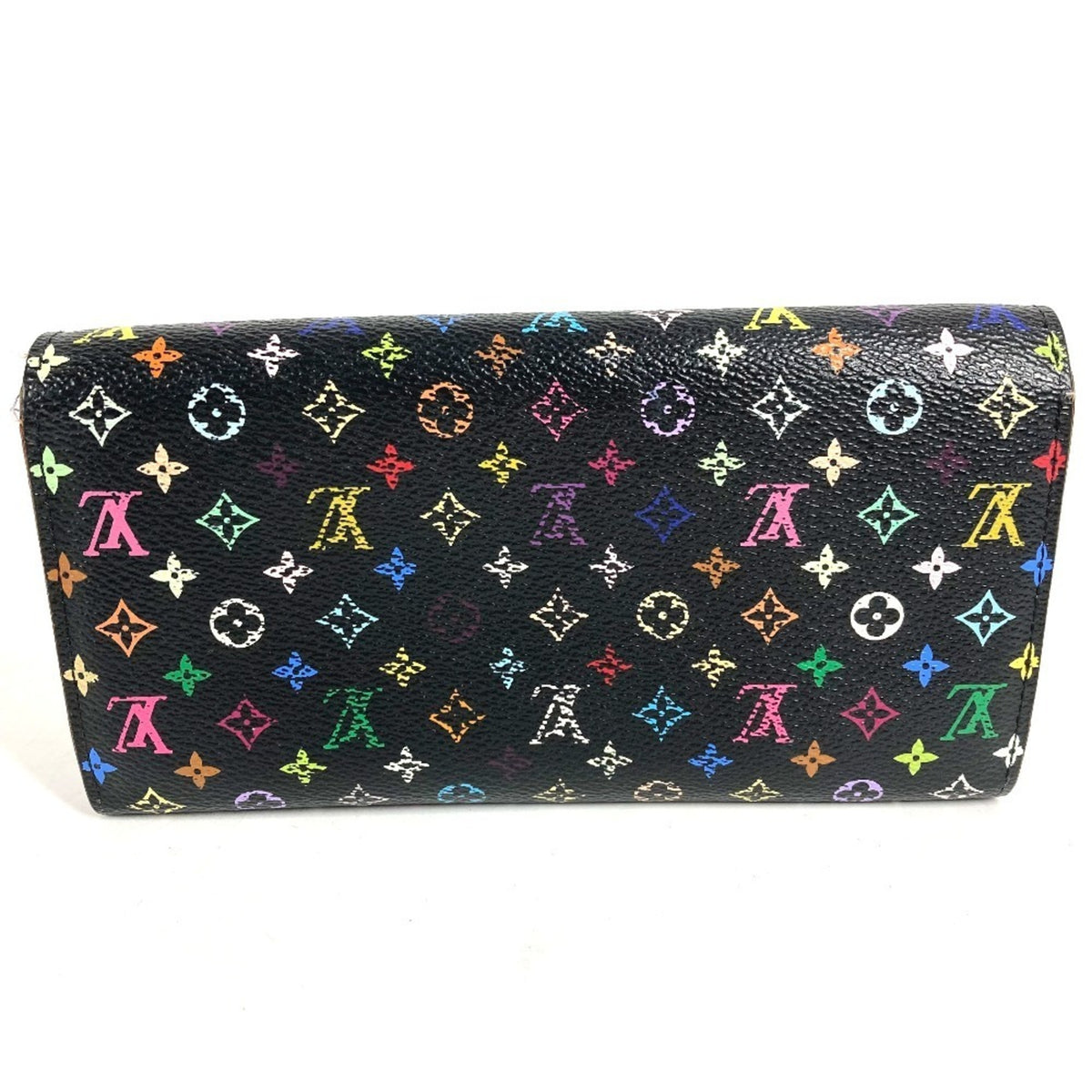 Louis Vuitton Black Multi-Color Purple Monogram Multicolore Canvas Long Wallet (Bi-Fold) (Pre-Owned)