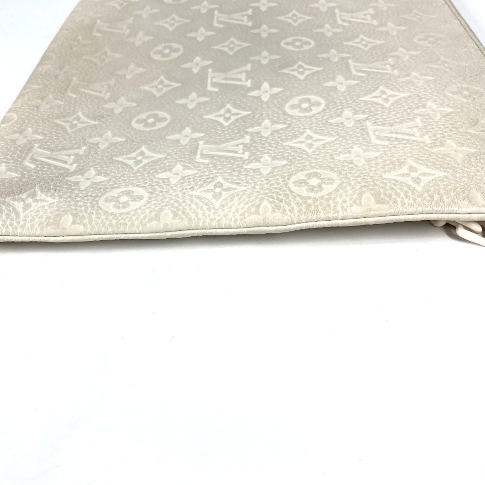 Louis Vuitton White Leather Clutch Bag Pochette Pouch (Pre-Owned)