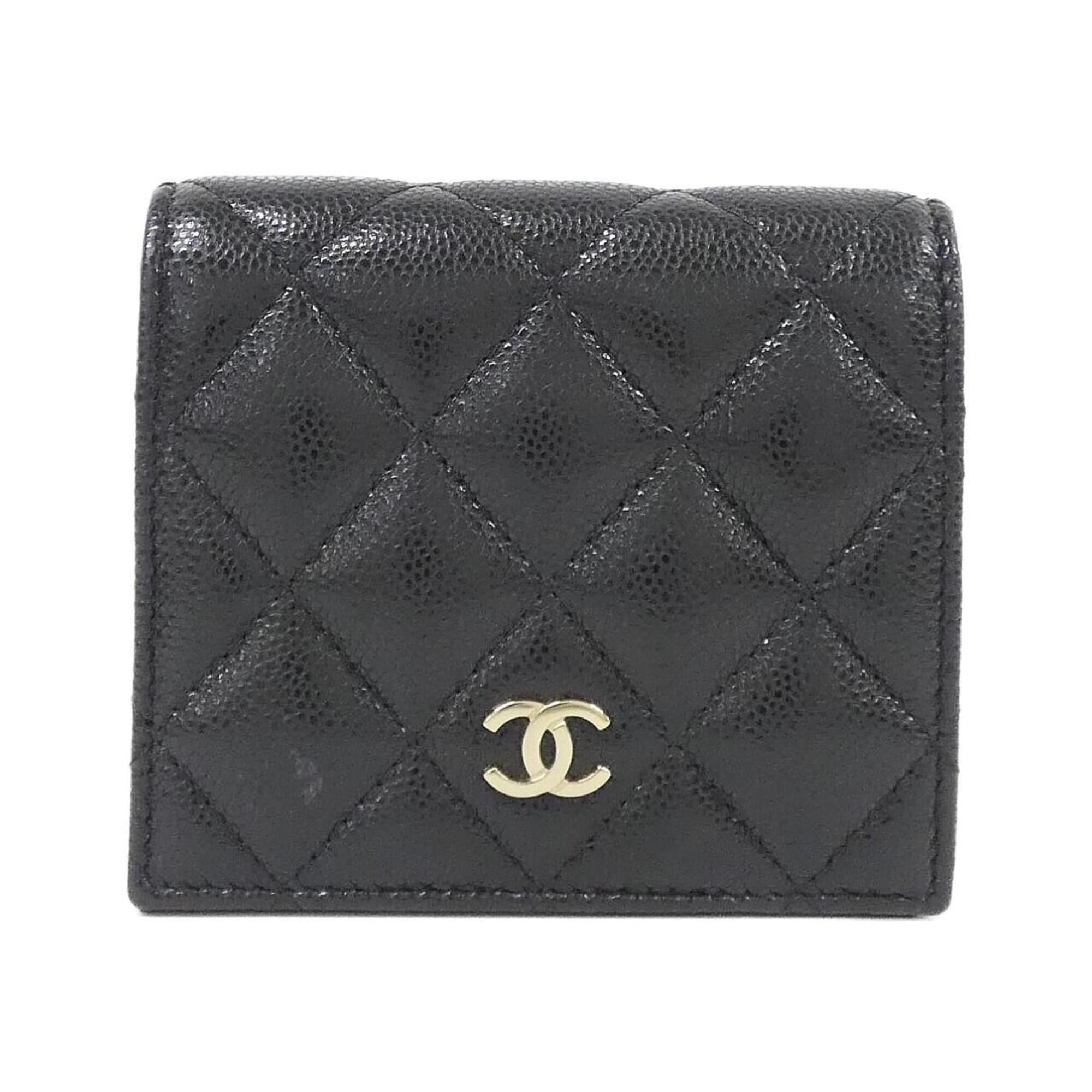 Chanel Black Grained Calfskin Wallet (Bi-Fold) (Pre-Owned)