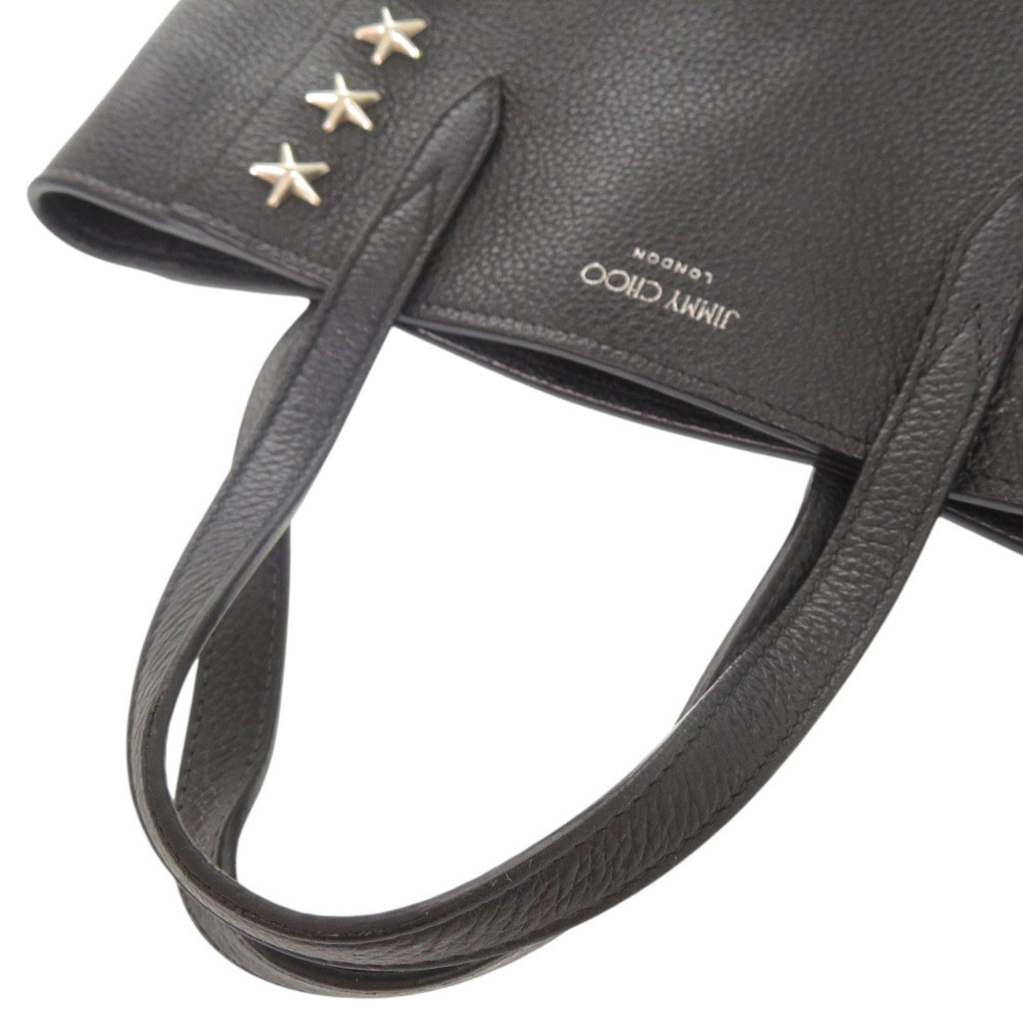 Jimmy Choo Black Leather Shoulder Bag Tote Bag (Pre-Owned)