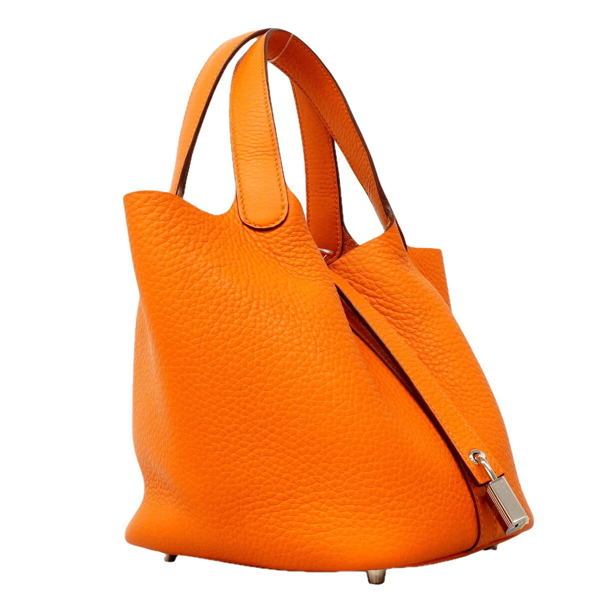 Hermes Orange Taurillon Clemence Leather Handbag (Pre-Owned)
