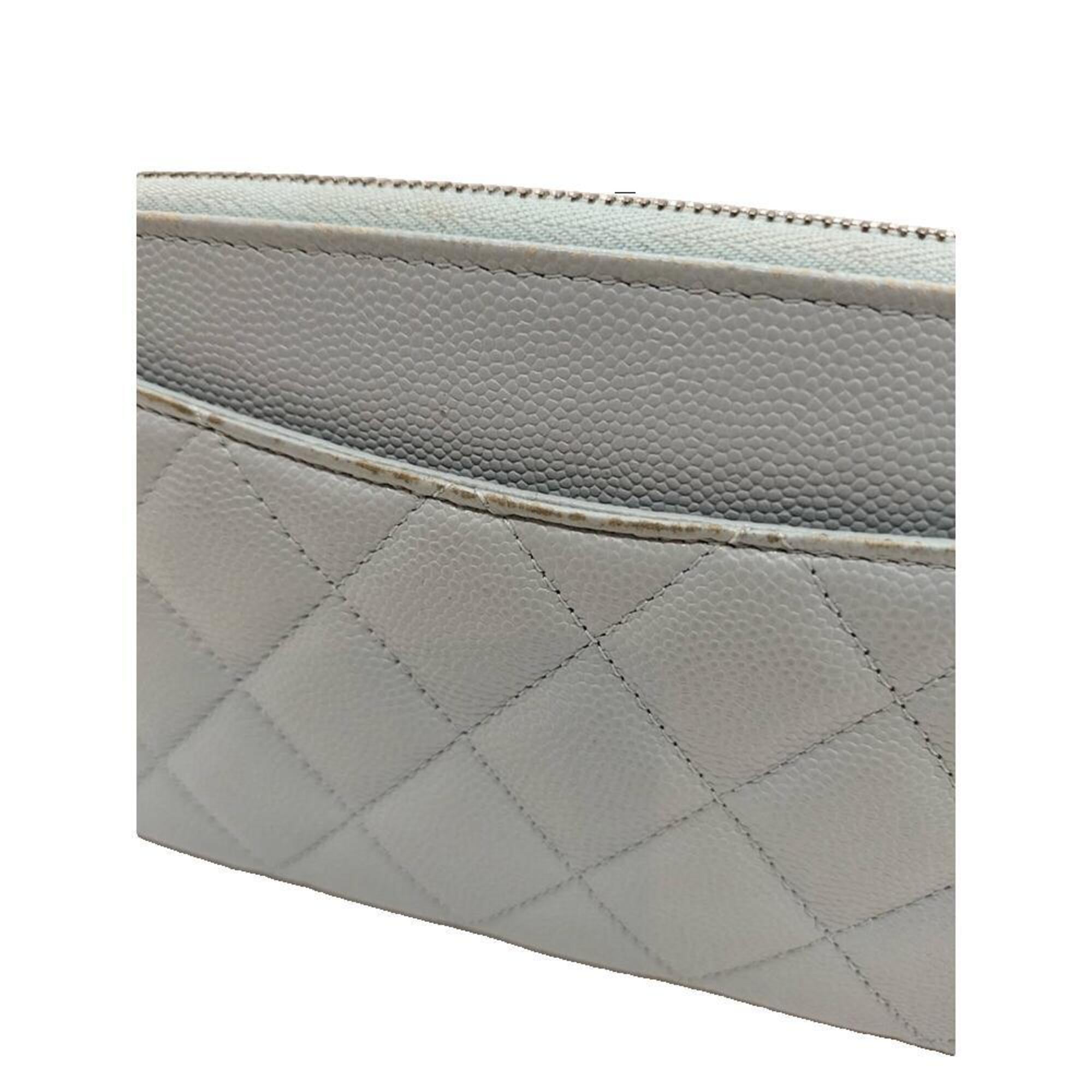 Chanel Matelasse Blue Grained Calfskin Long Wallet (Bi-Fold) (Pre-Owned)