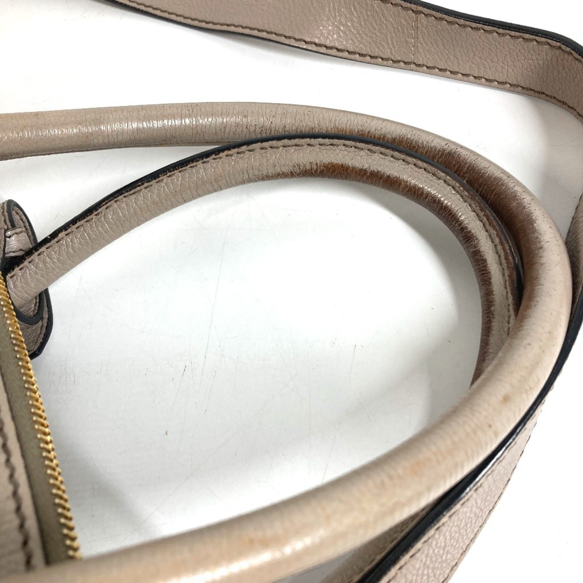 Prada Beige Leather Handbag Shoulder Bag Tote Bag (Pre-Owned)