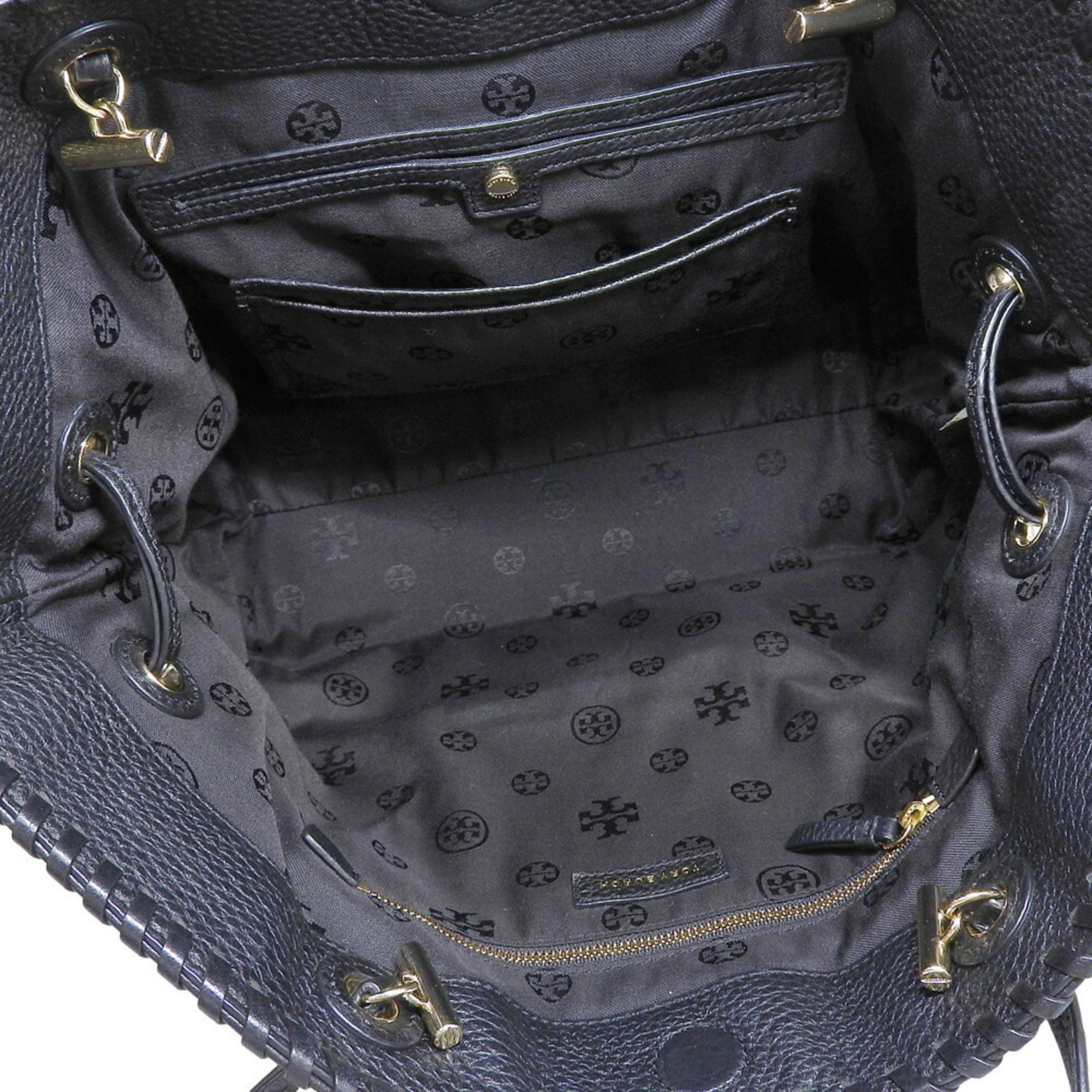 Tory Burch Black Leather Shoulder Bag Tote Bag (Pre-Owned)