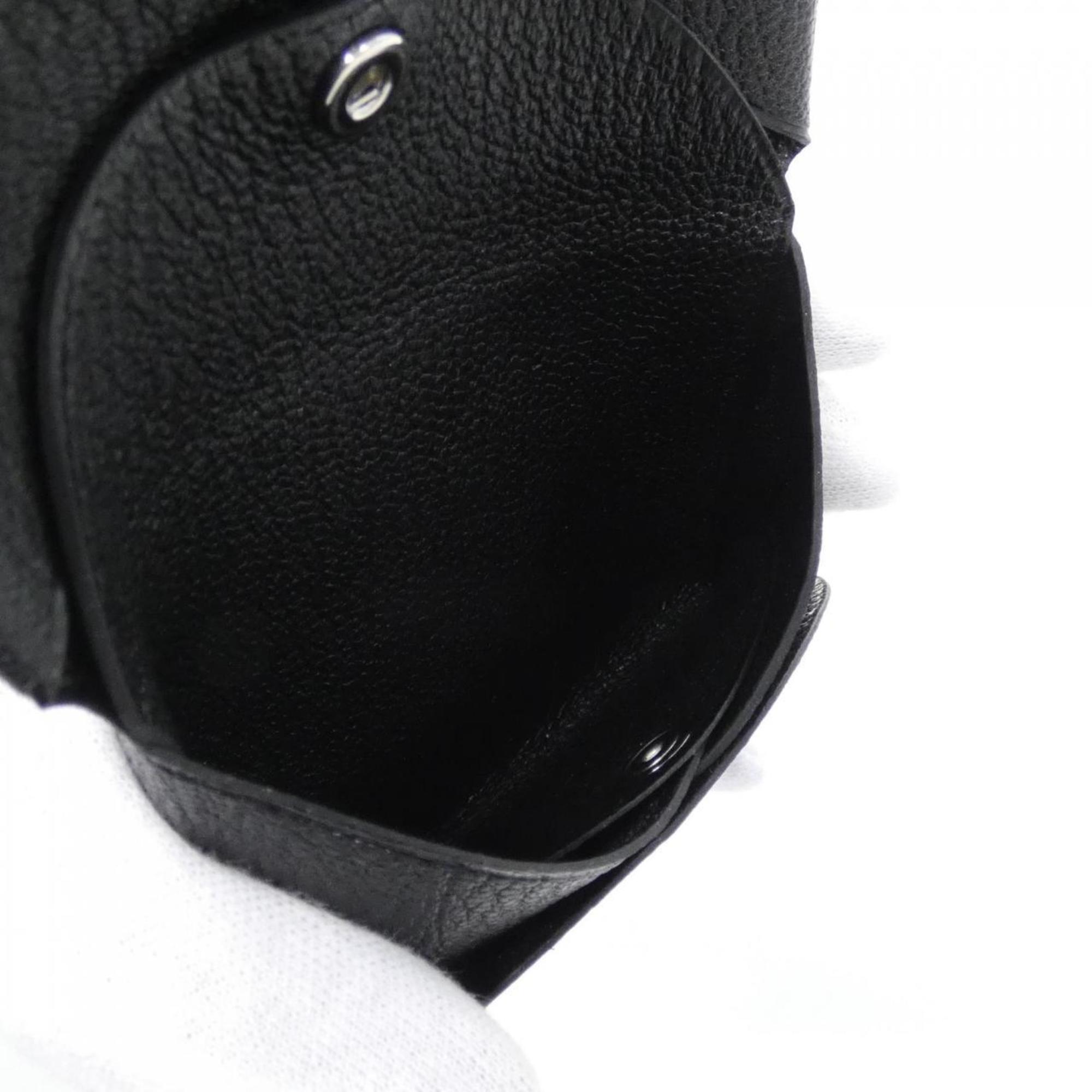 Hermes Black Chevre Leather Coin Purse/Coin Case (Pre-Owned)