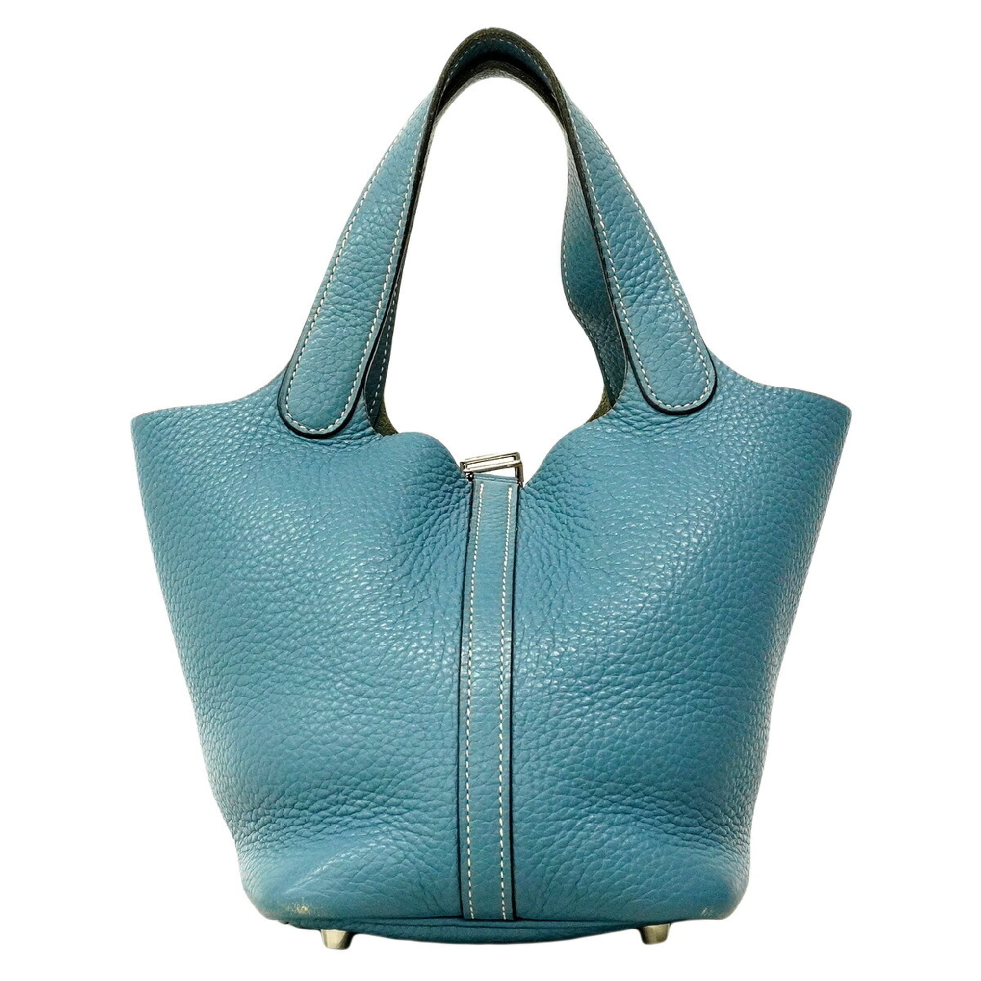 Hermes Blue Jean Taurillon Clemence Leather Handbag (Pre-Owned)