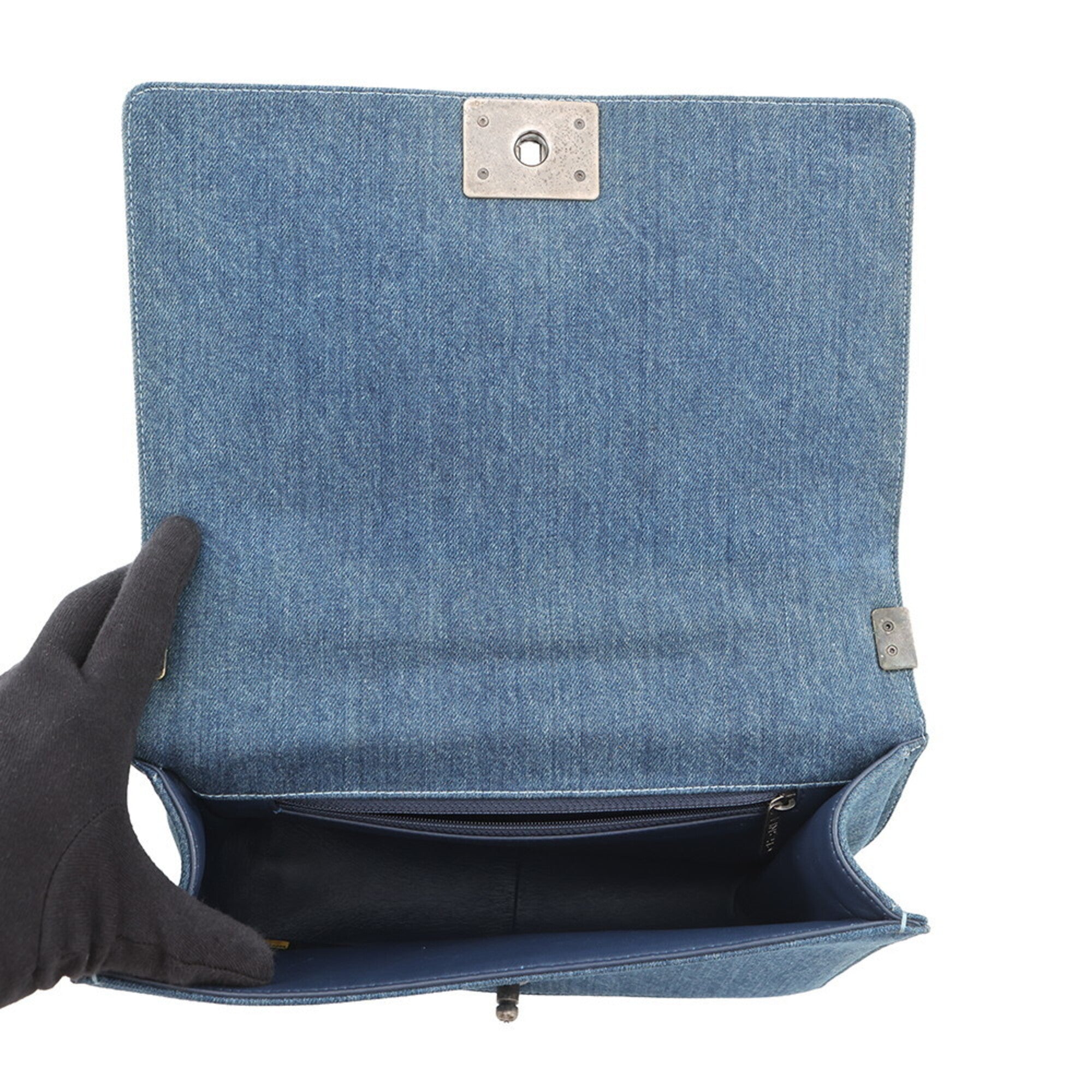 Chanel Denim Blue Denim Tweed Leather Handbag Shoulder Bag (Pre-Owned)
