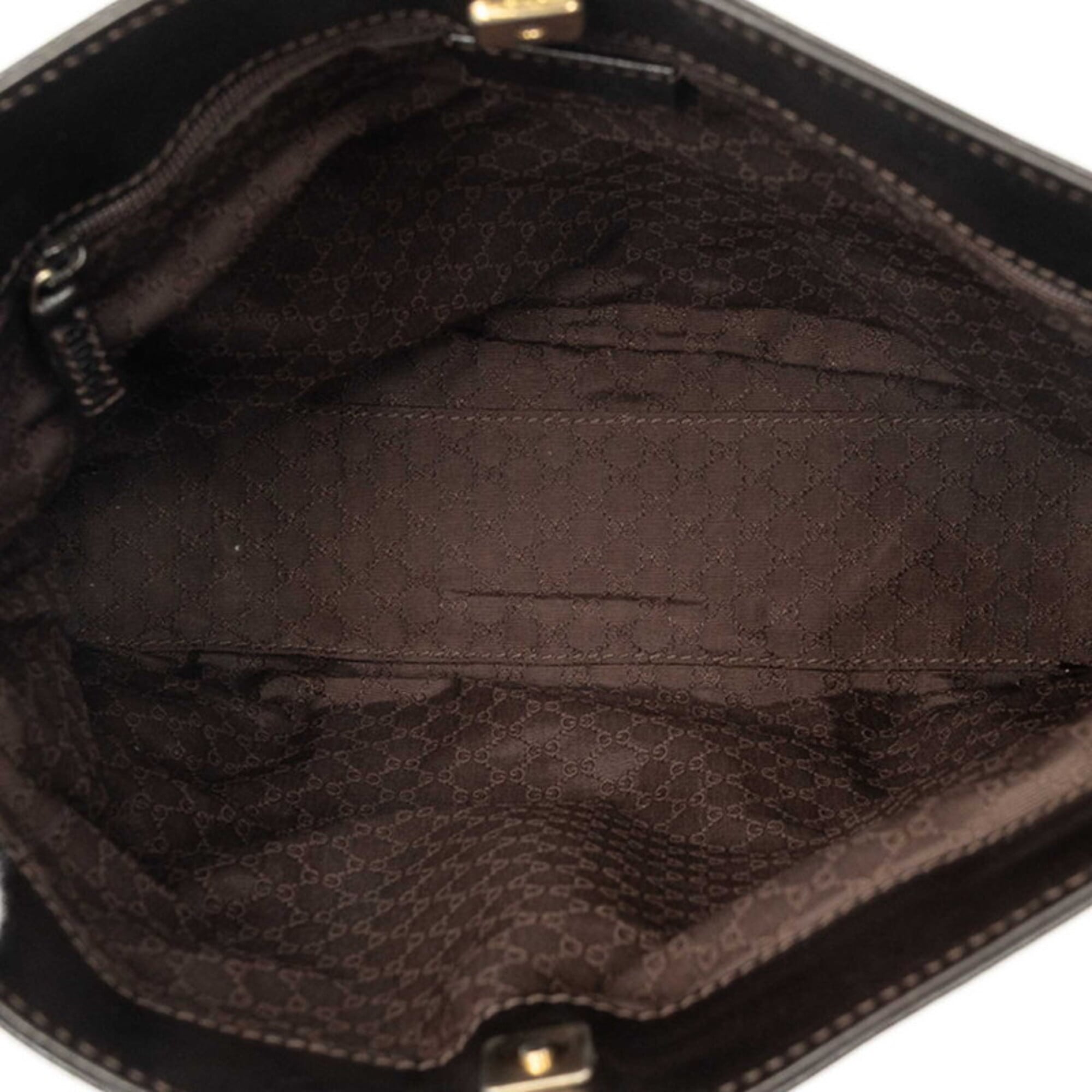 Gucci Beige Dark Brown Canvas Leather Handbag Shoulder Bag (Pre-Owned)