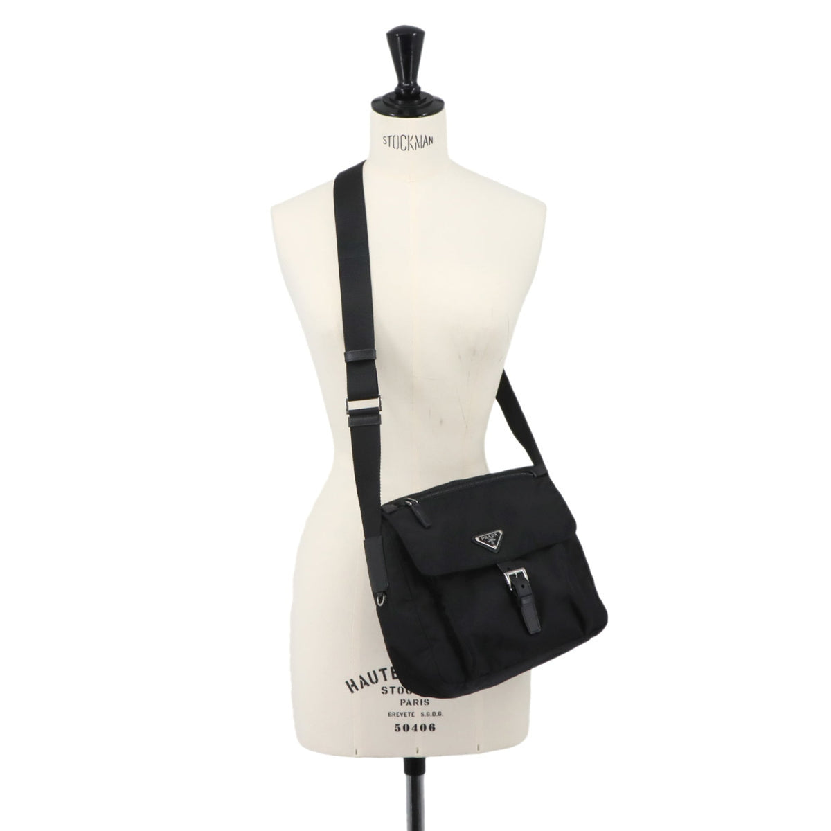 Prada Nero Nylon Saffiano Triangle Leather Shoulder Bag (Pre-Owned)