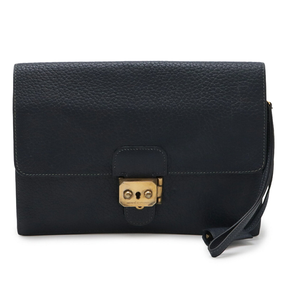 Hermes Navy Fjord Leather Clutch Bag Handbag Pochette (Pre-Owned)