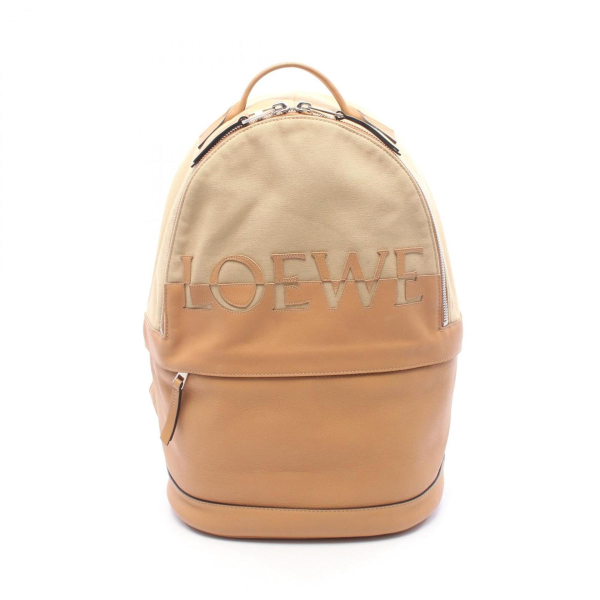 Loewe Beige Brown Canvas Leather Backpack Handbag (Pre-Owned)