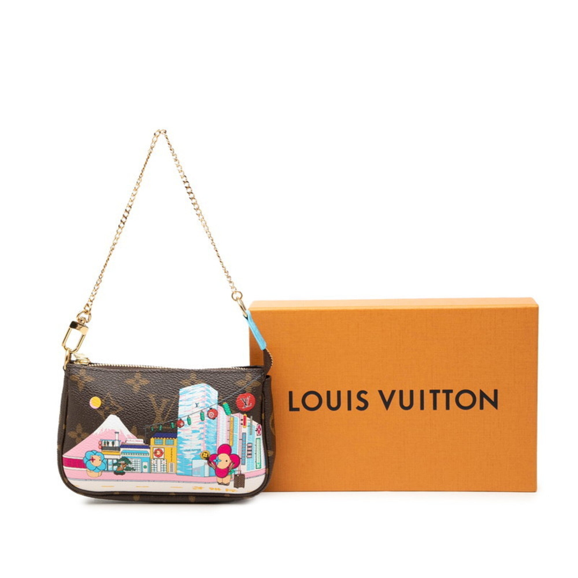 Louis Vuitton Blue Brown Multi-Color Pvc Leather Handbag Pochette Pouch (Pre-Owned)