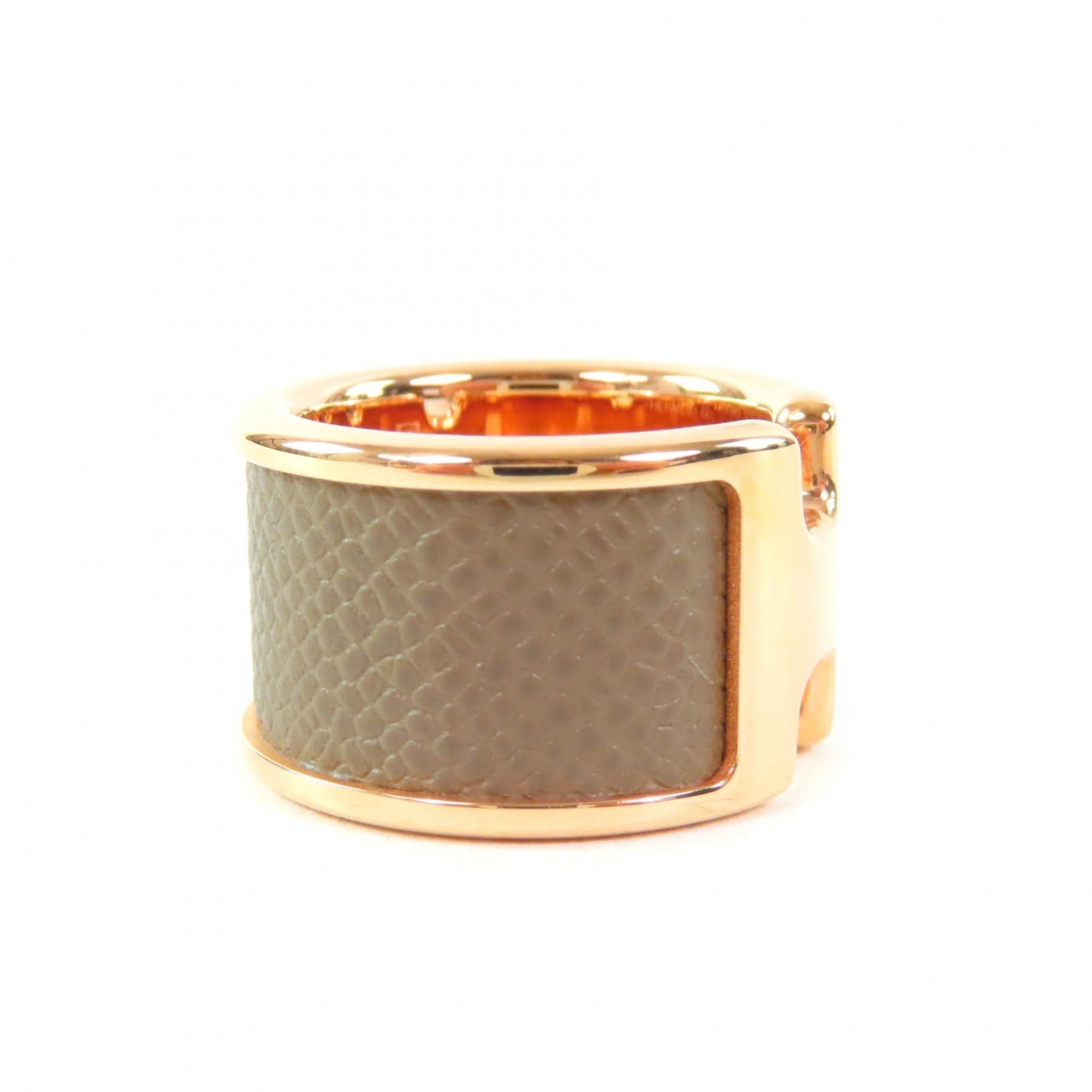 Hermes Pink Gold Etoupe Gray Metal Band Ring (Pre-Owned)