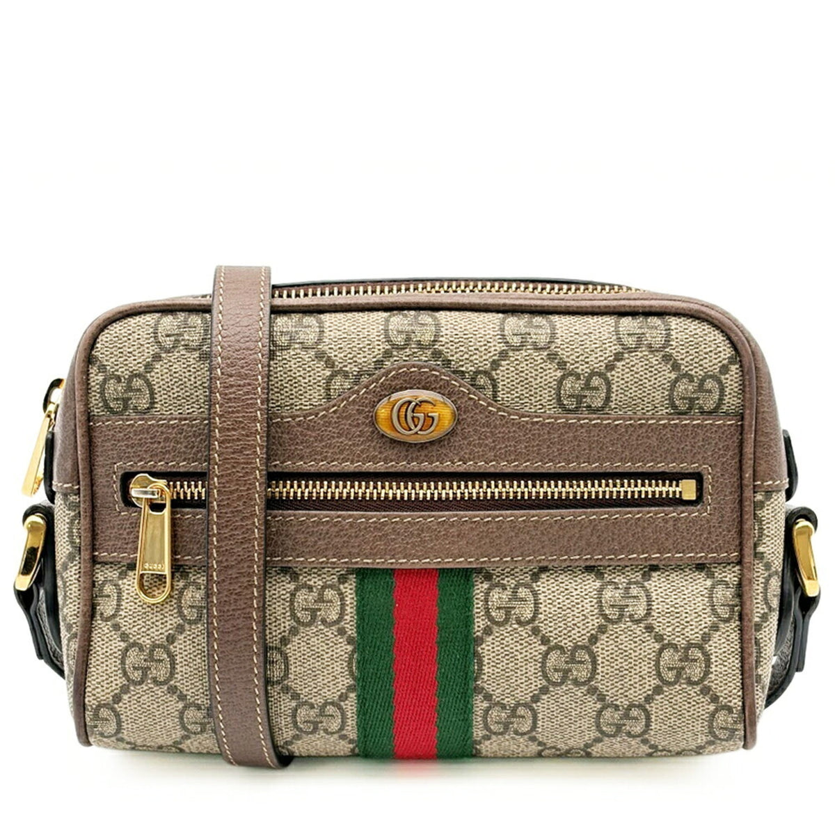 Gucci Sherry Line Beige Brown Gg Supreme Leather Shoulder Bag (Pre-Owned)