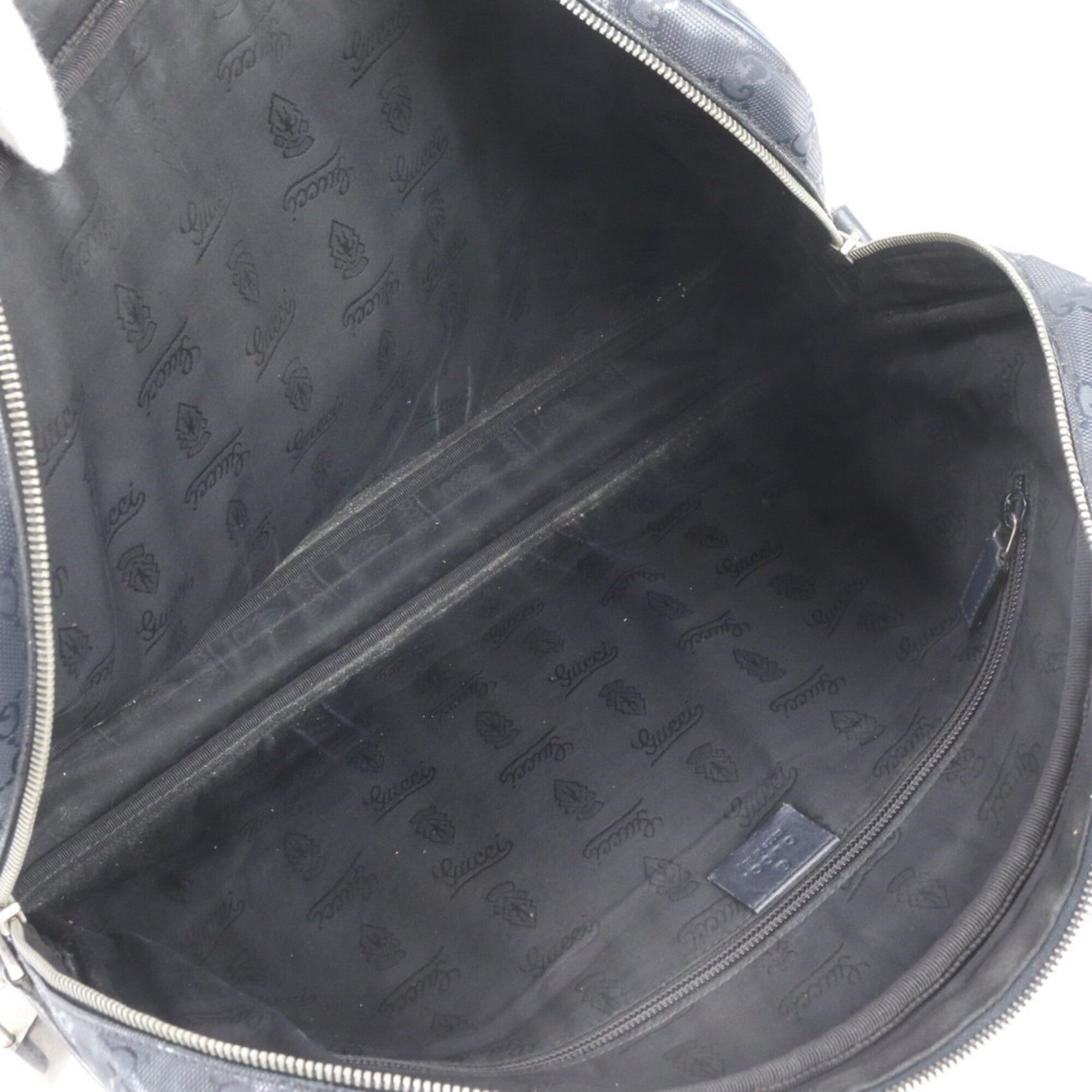 Gucci Navy Leather Coated Canvas Briefcase Tote Bag (Pre-Owned)