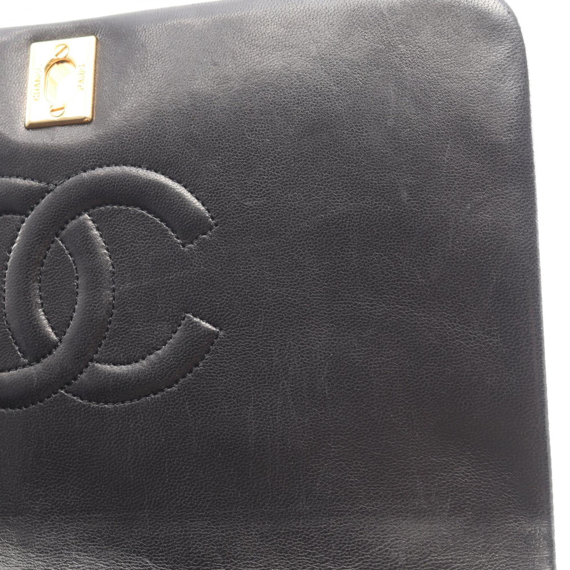 Chanel Black Leather Handbag Shoulder Bag (Pre-Owned)