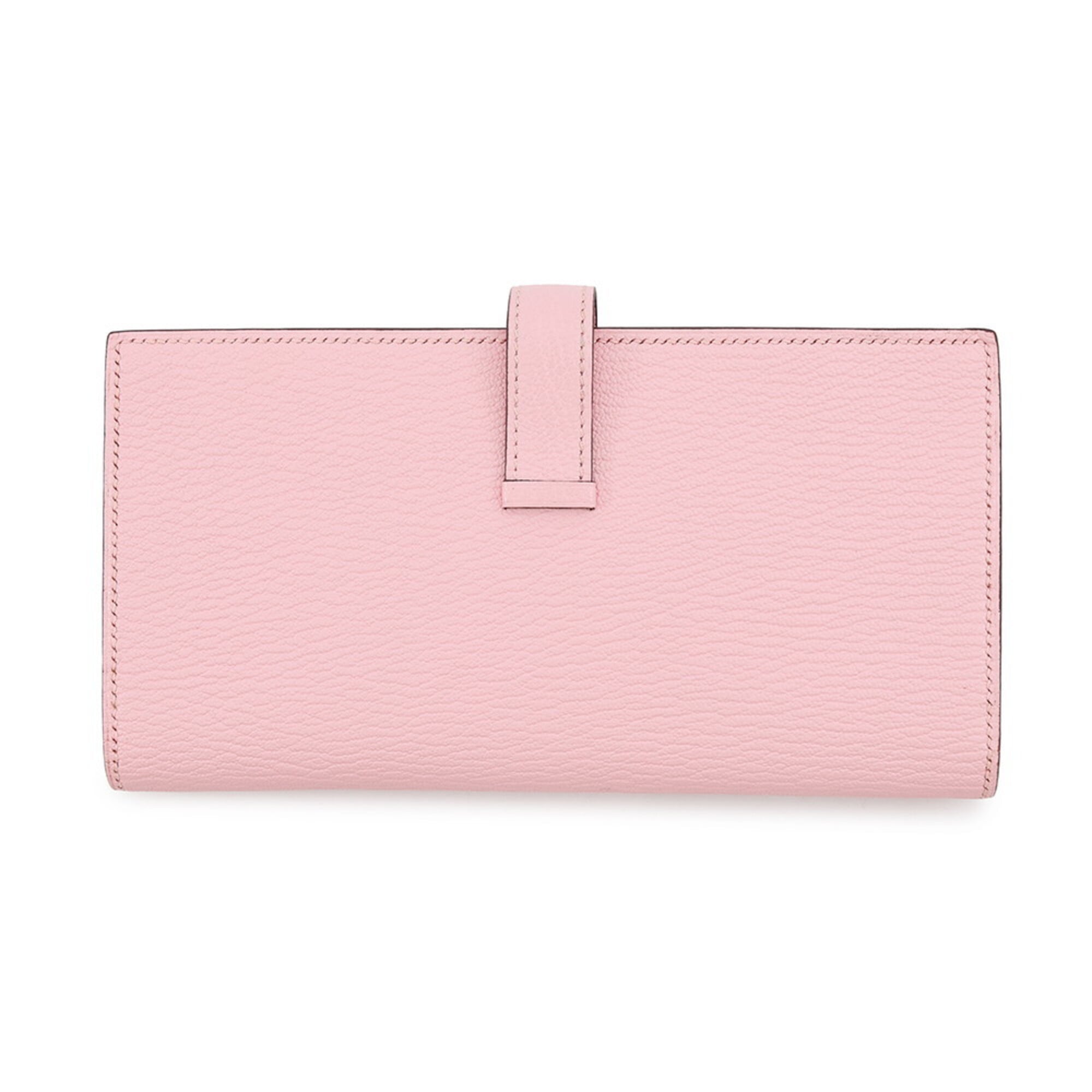 Hermes Rose Sakura Chevre Myzore Leather Long Wallet (Bi-Fold) (Pre-Owned)