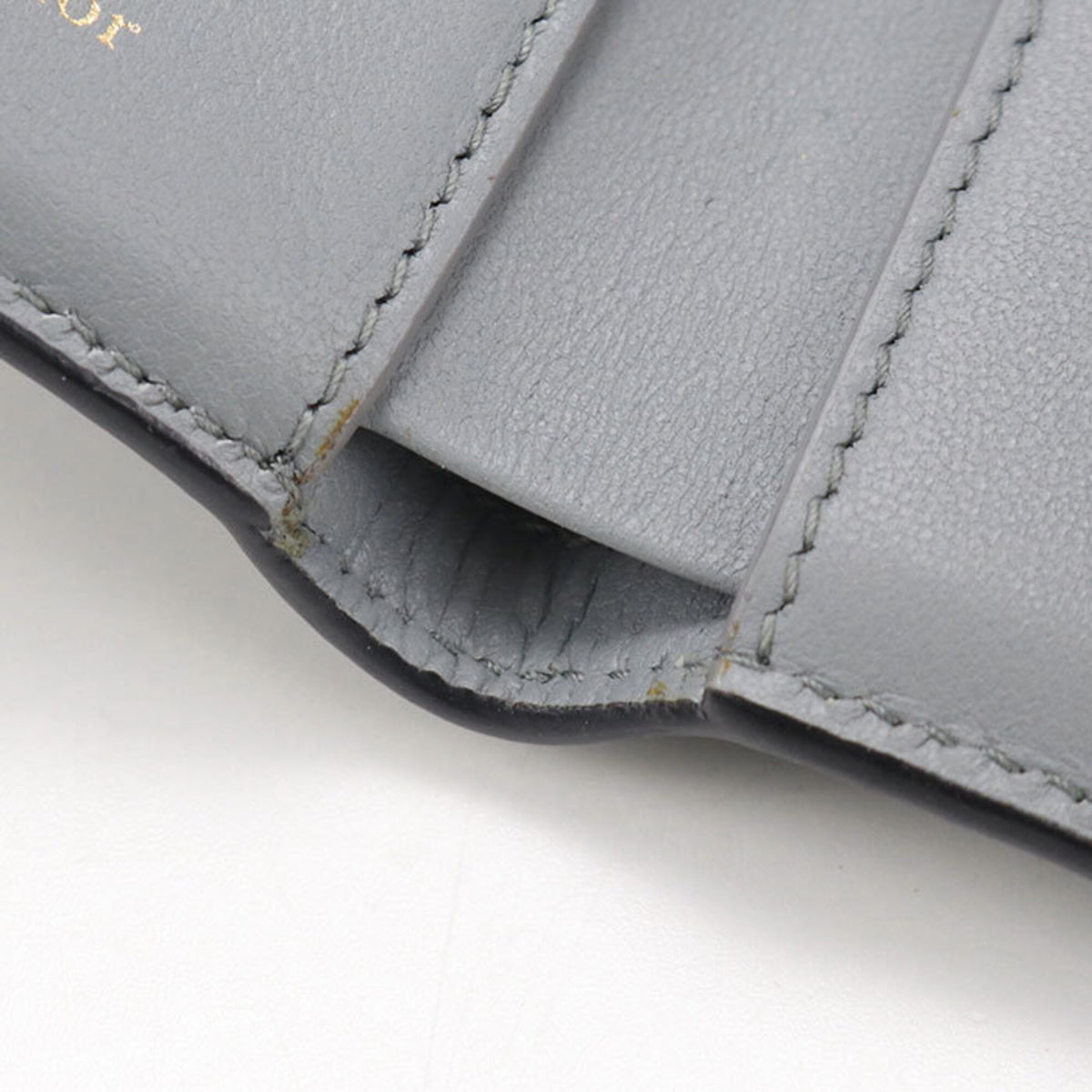 Christian Dior Gray Leather Wallet (Tri-Fold) (Pre-Owned)