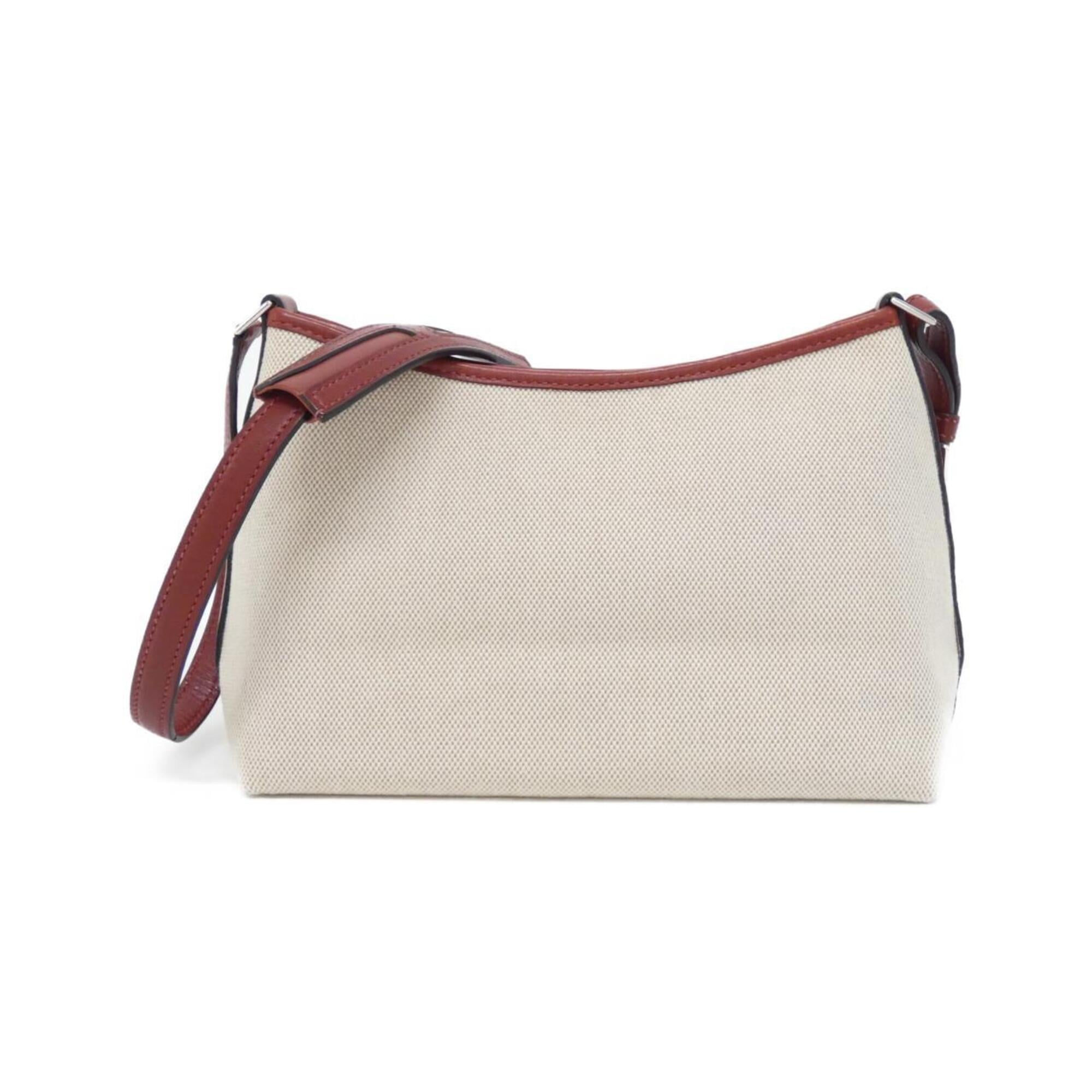 Hermes Rouge H Toile H Evercalf Leather Shoulder Bag (Pre-Owned)