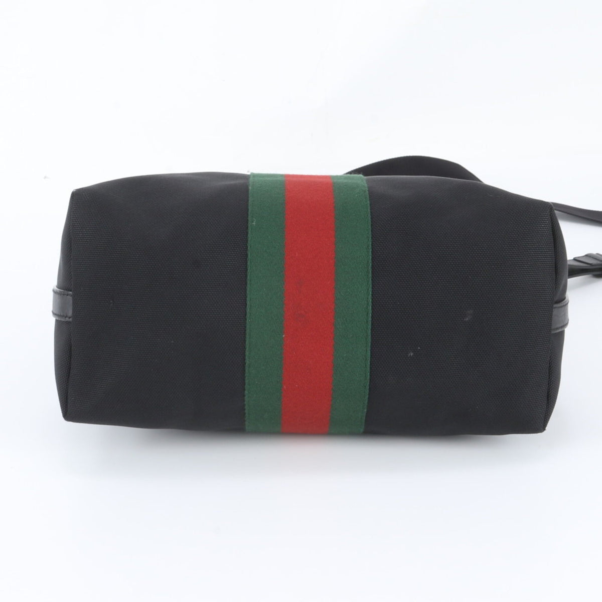 Gucci Black Leather Canvas Shoulder Bag Tote Bag (Pre-Owned)