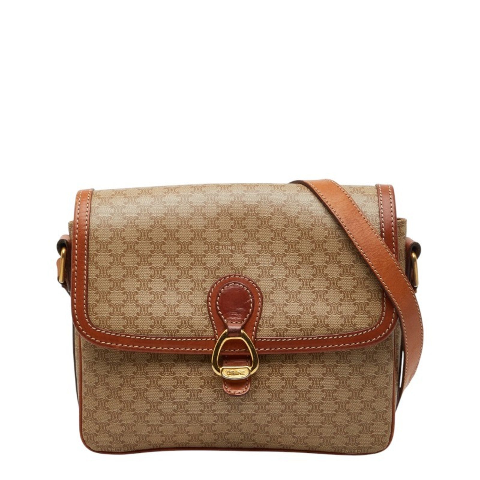Celine Beige Brown Pvc Leather Shoulder Bag (Pre-Owned)
