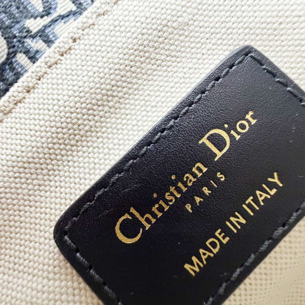 Christian Dior Navy Canvas Leather Handbag Saddle Bag (Pre-Owned)
