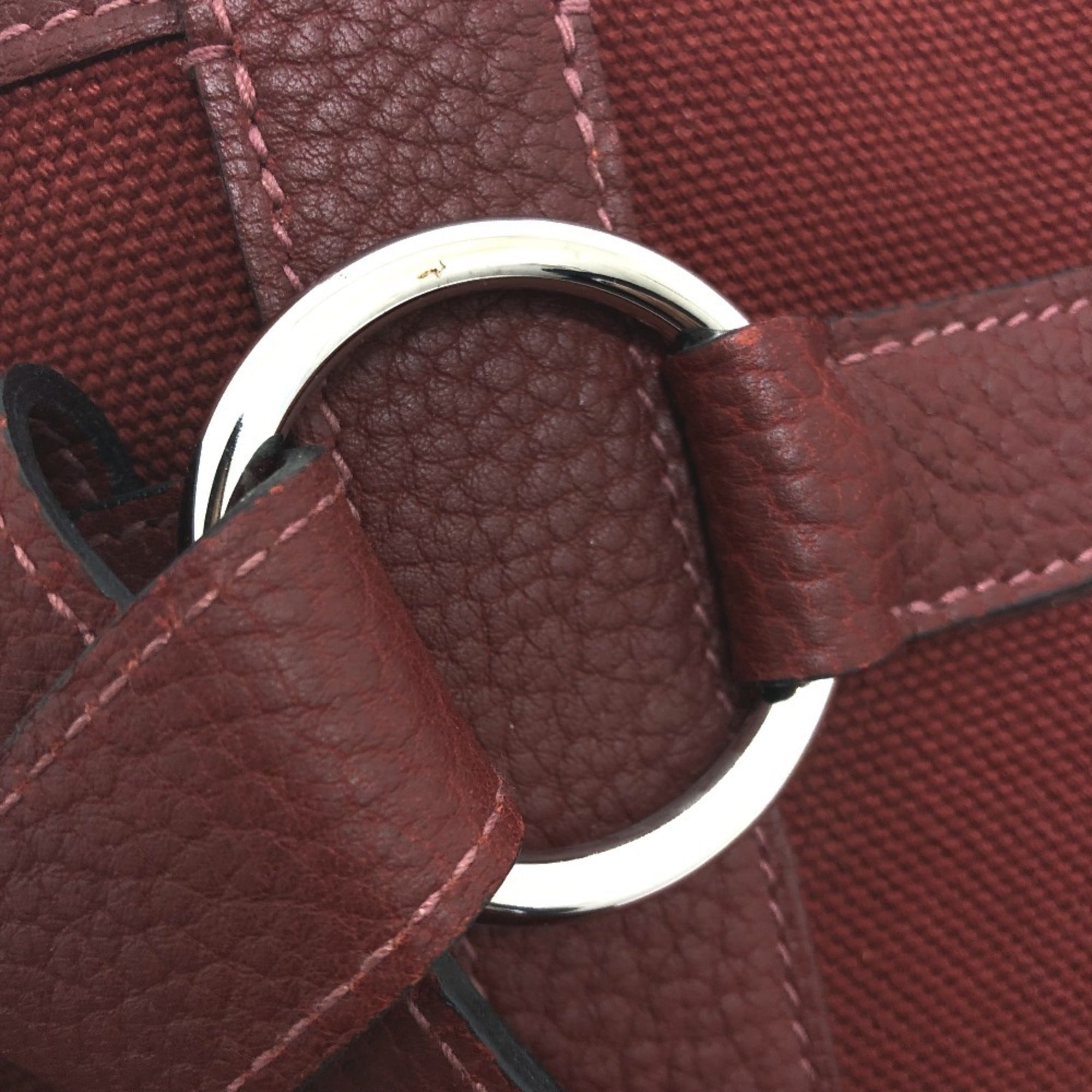 Hermes Bordeaux Canvas Leather Tote Bag (Pre-Owned)