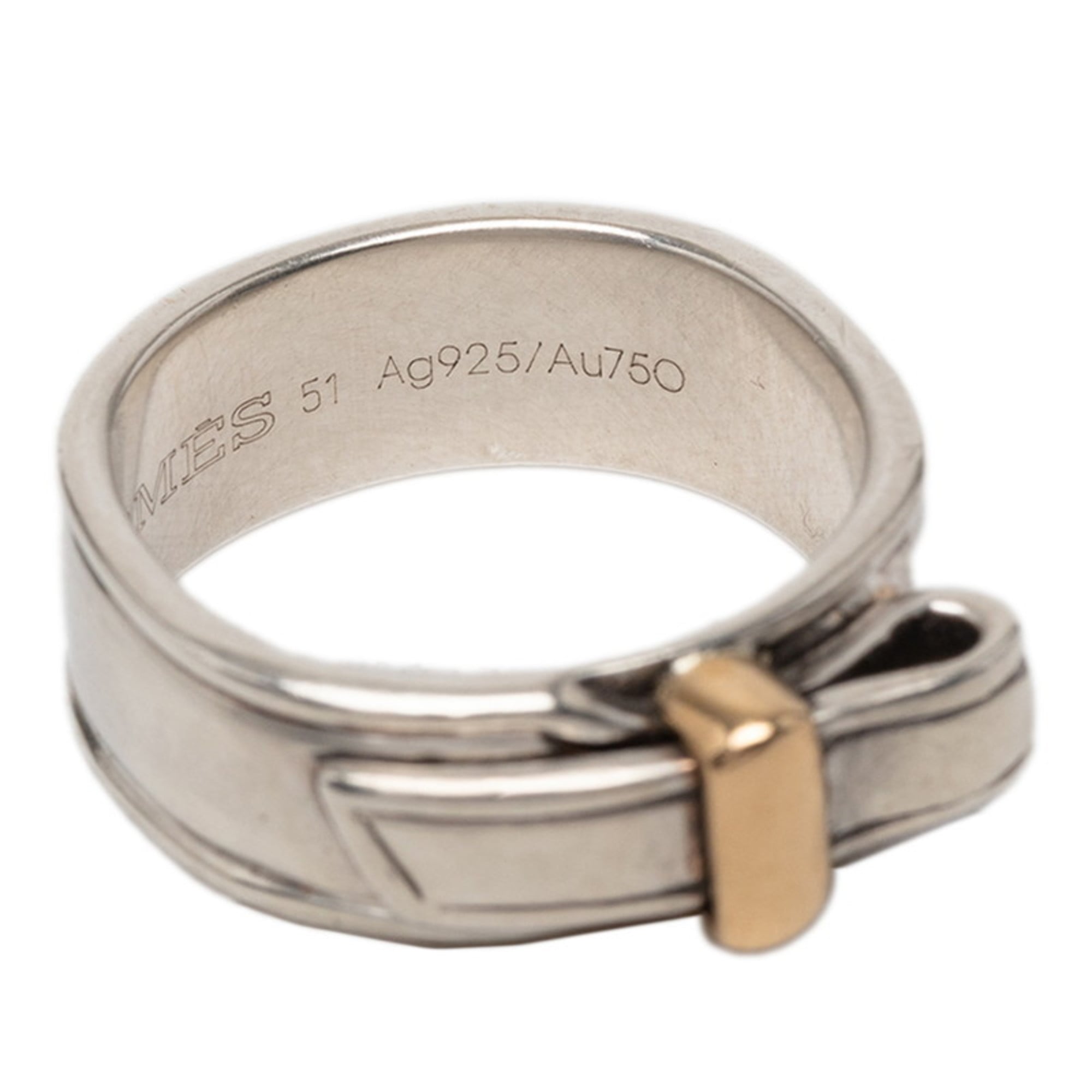 Hermes Silver 925 Band Ring (Pre-Owned)