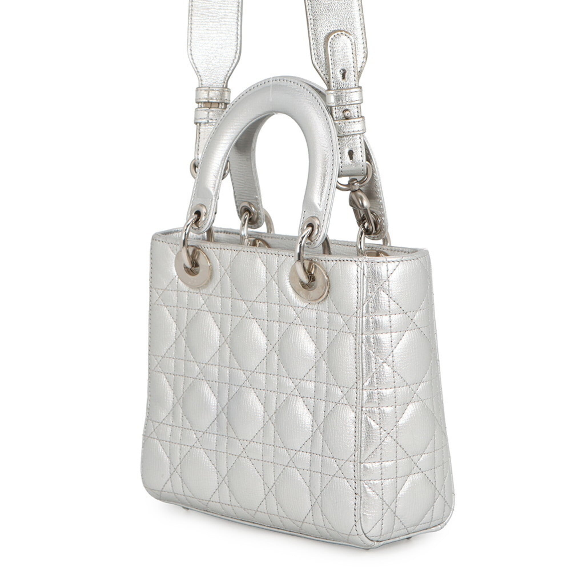 Christian Dior Silver Leather Handbag (Pre-Owned)