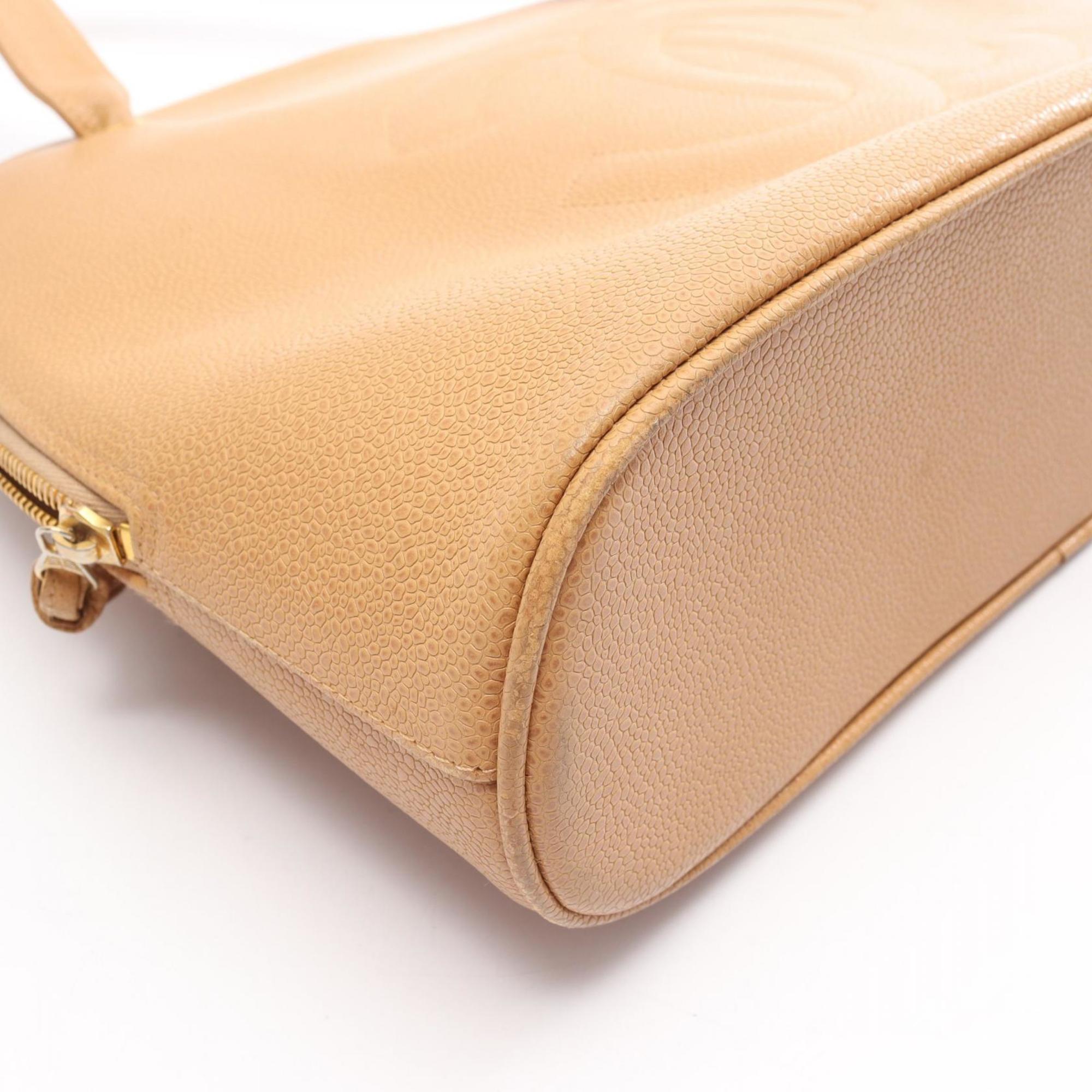 Chanel Beige Leather Handbag Tote Bag (Pre-Owned)