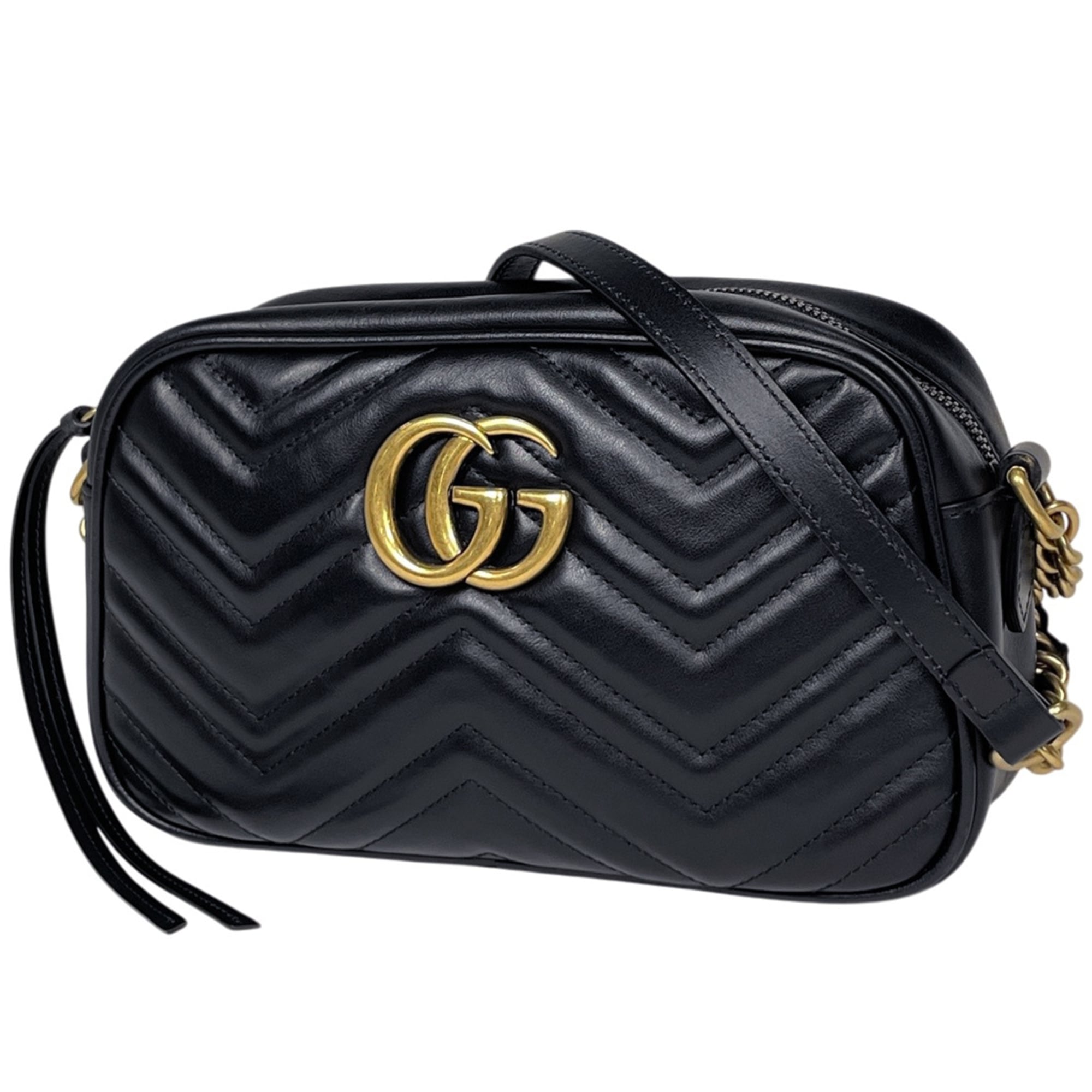 Gucci Gg Marmont Black Leather Shoulder Bag (Pre-Owned)