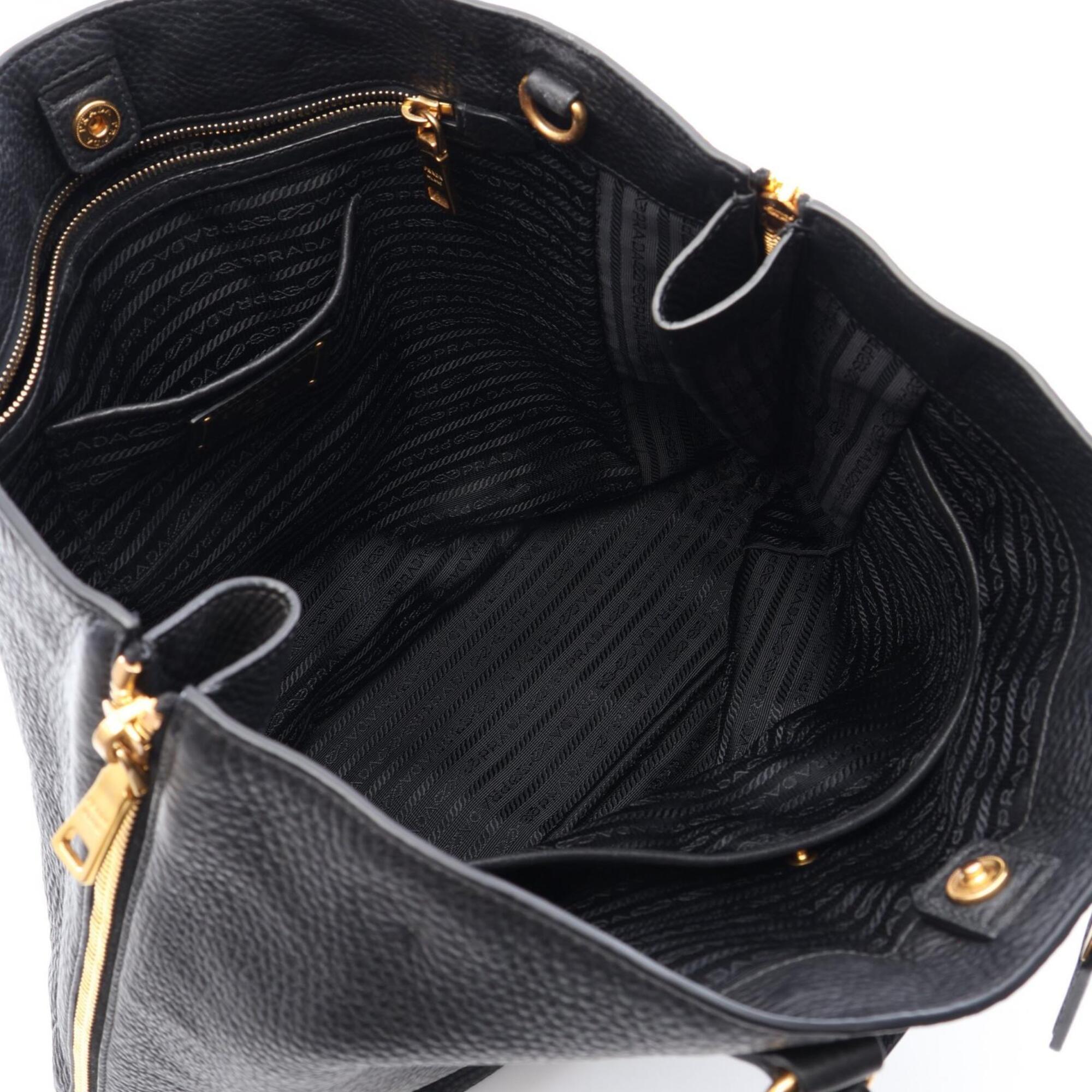 Prada Black Leather Handbag Tote Bag (Pre-Owned)