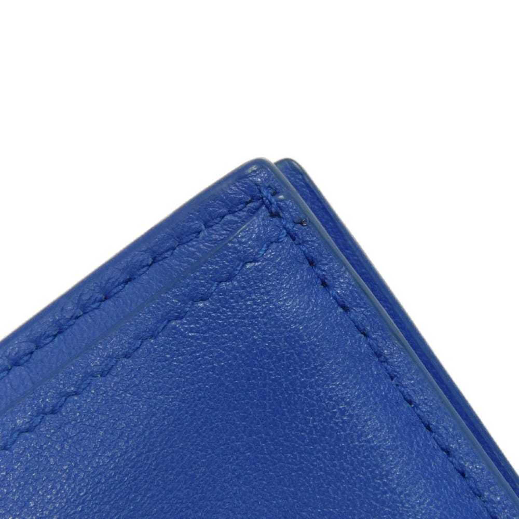 Bottega Veneta Intrecciato Blue Leather Wallet (Tri-Fold) (Pre-Owned)