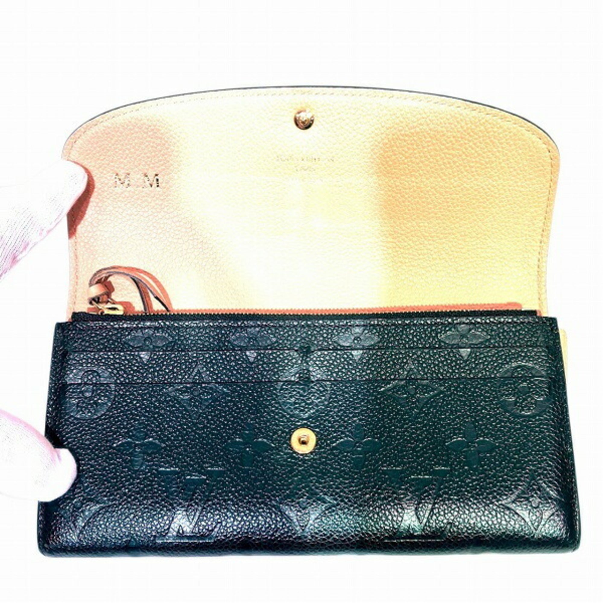 Louis Vuitton Noir Leather Long Wallet (Bi-Fold) (Pre-Owned)