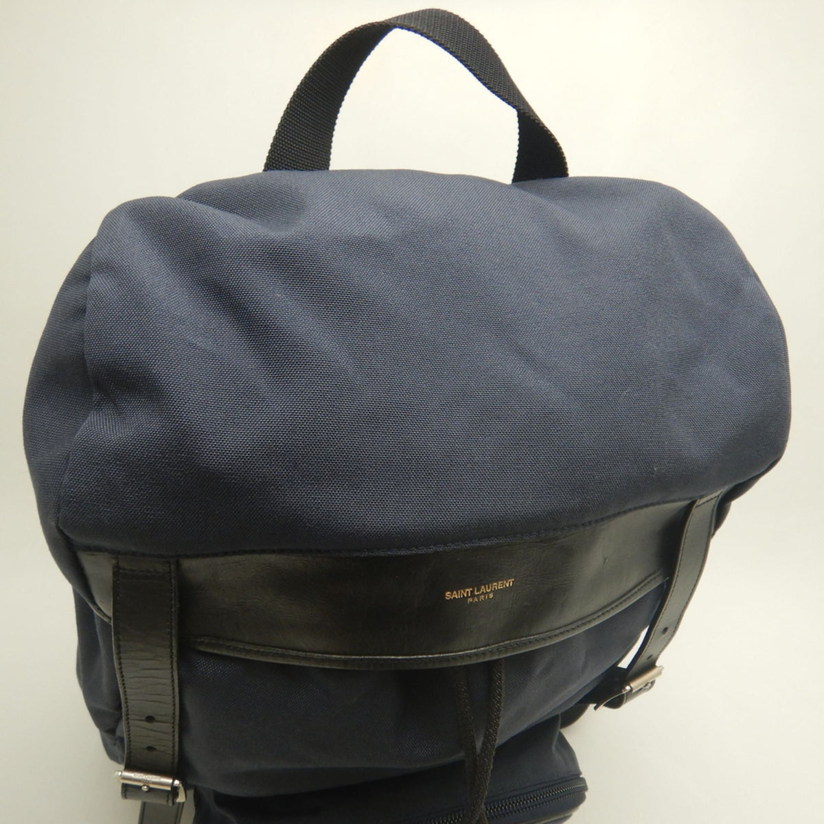 Yves Saint Laurent Navy Canvas Leather Backpack (Pre-Owned)