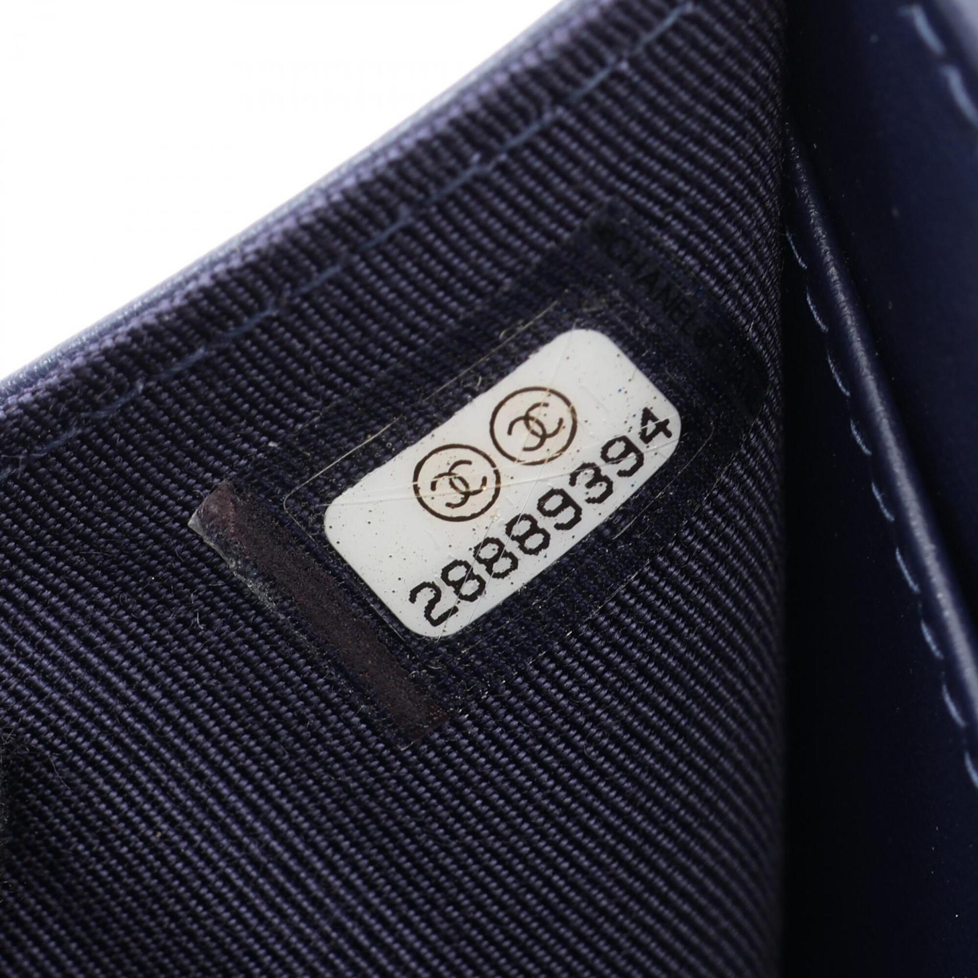 Chanel Navy Grained Calfskin Wallet (Tri-Fold) (Pre-Owned)