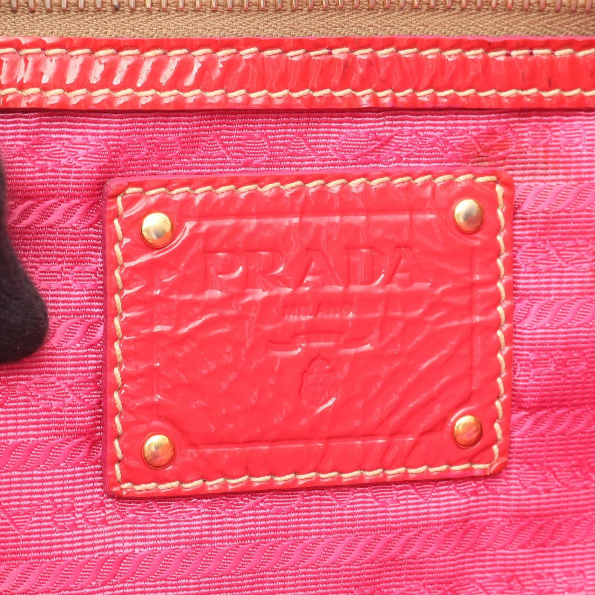 Prada Red Color Patent Leather Handbag Tote Bag (Pre-Owned)