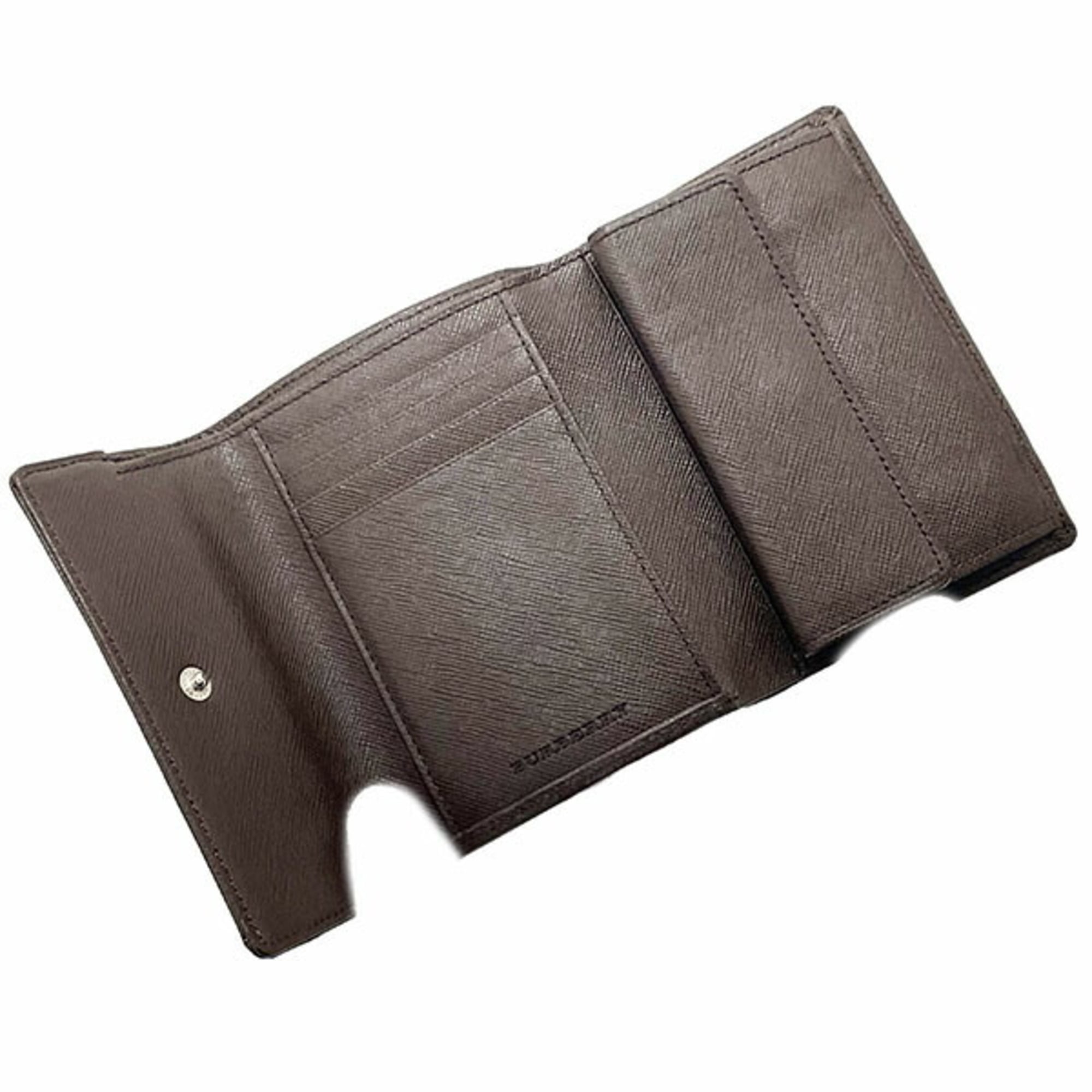 Burberry Light Beige Nylon Leather Wallet (Tri-Fold) (Pre-Owned)