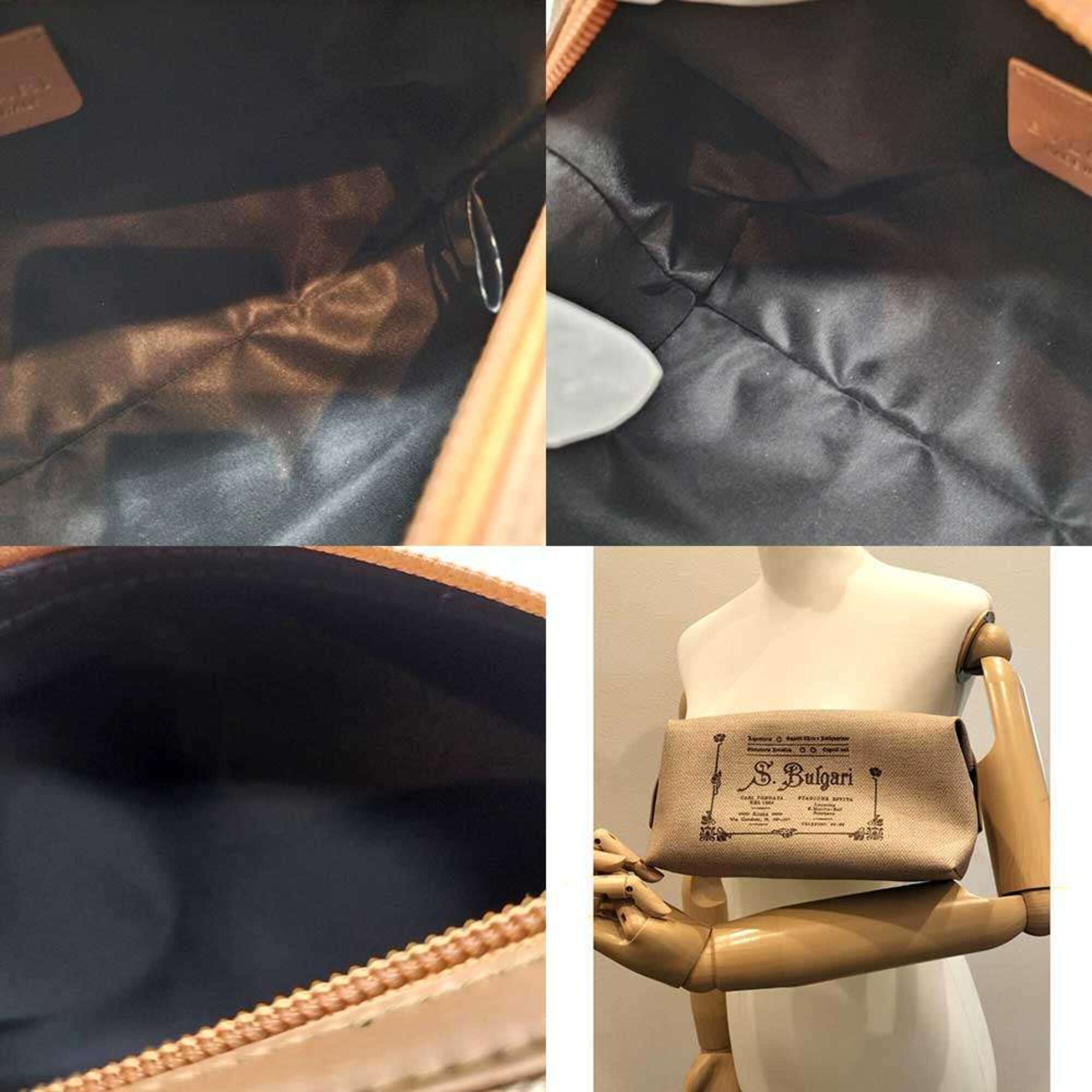Bvlgari Collezione Beige Pvc Leather Clutch Bag Pouch (Pre-Owned)