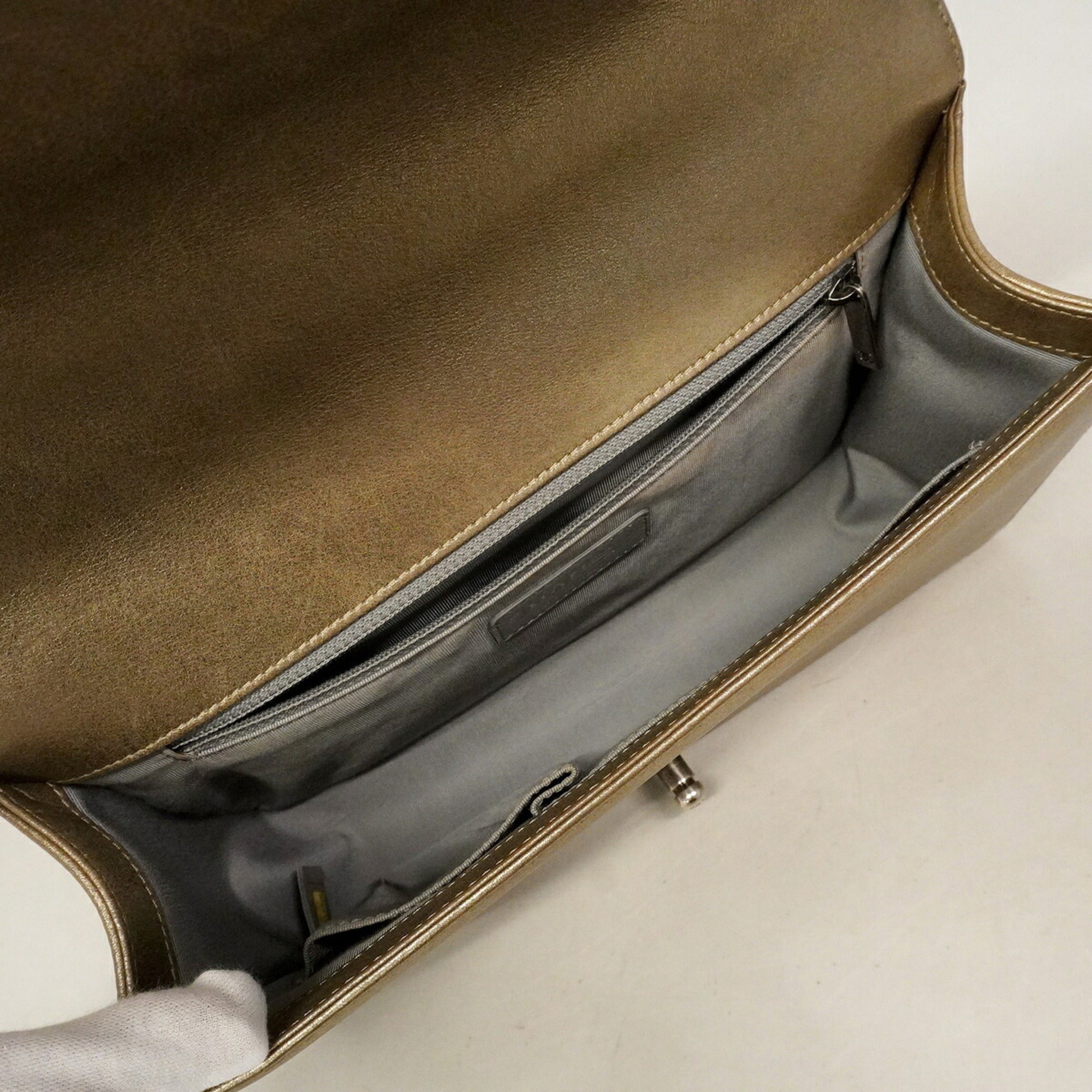 Chanel Gold Silver Leather Shoulder Bag (Pre-Owned)