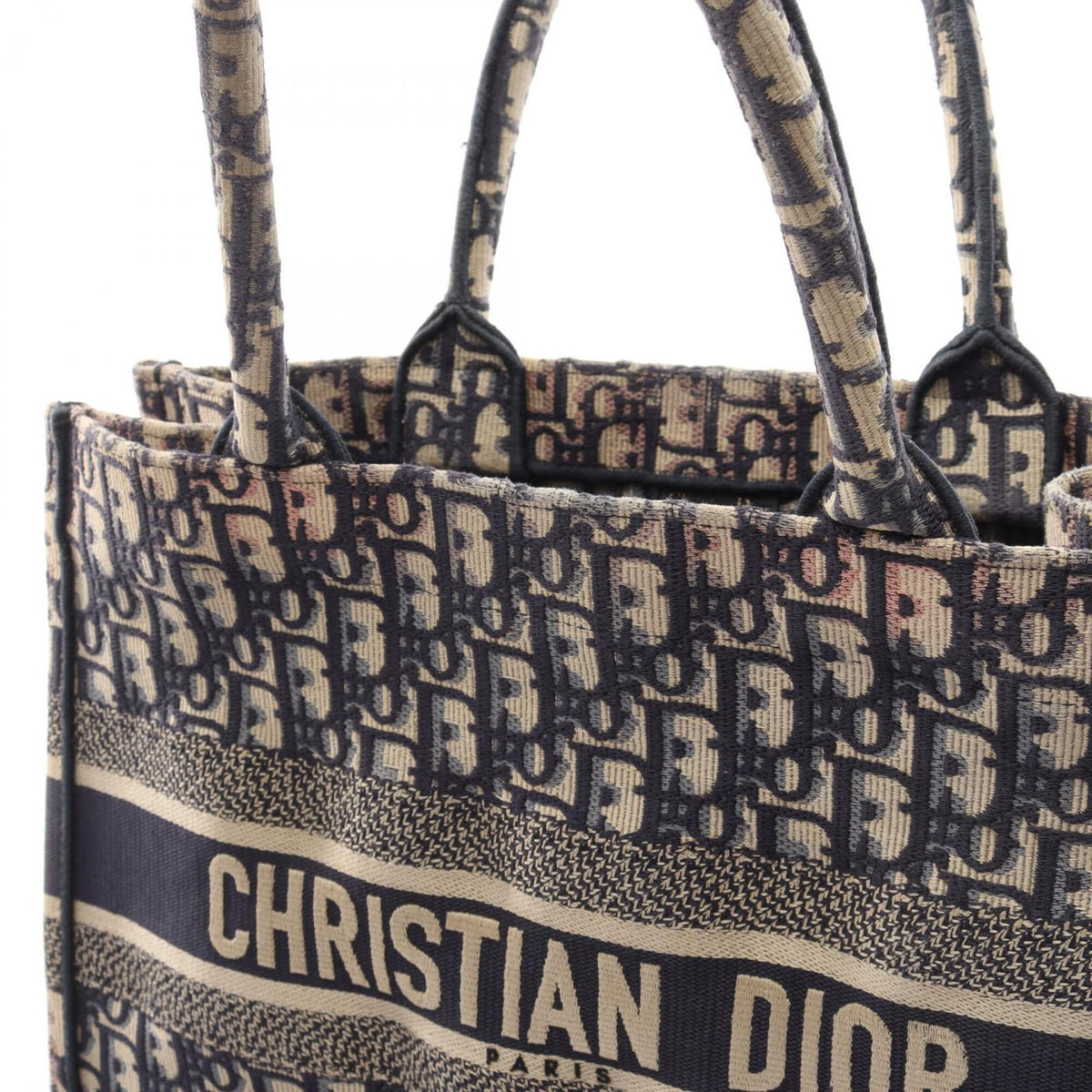 Christian Dior Ivory Navy Canvas Handbag Tote Bag (Pre-Owned)